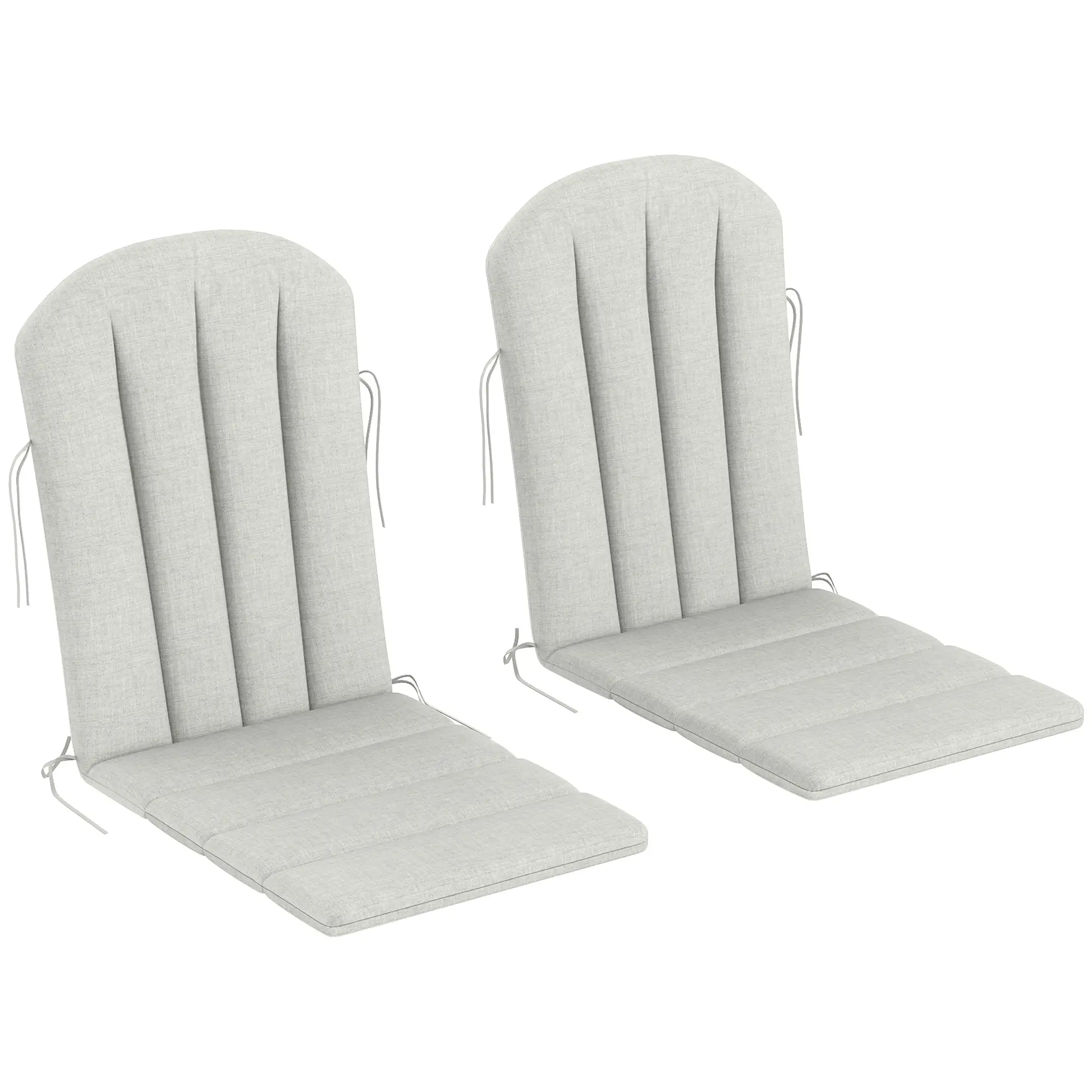 Set of 2 Patio Chair Cushions, High Back, High-Density Foam, Light Grey - Image 11
