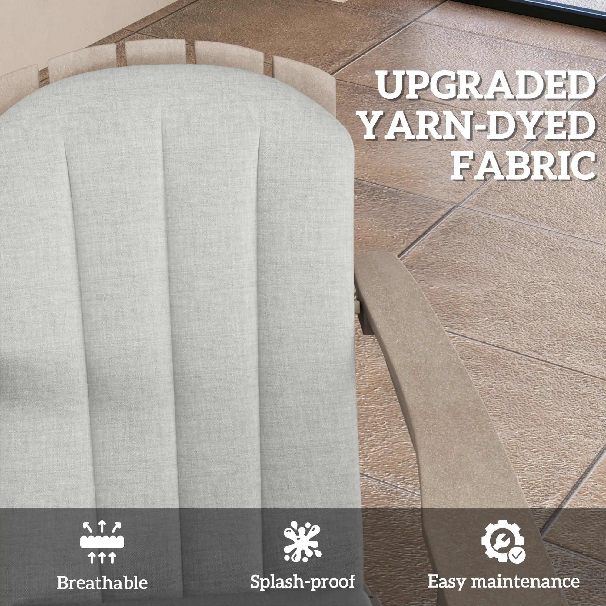 Set of 2 Patio Chair Cushions, High Back, High-Density Foam, Light Grey - Image 5