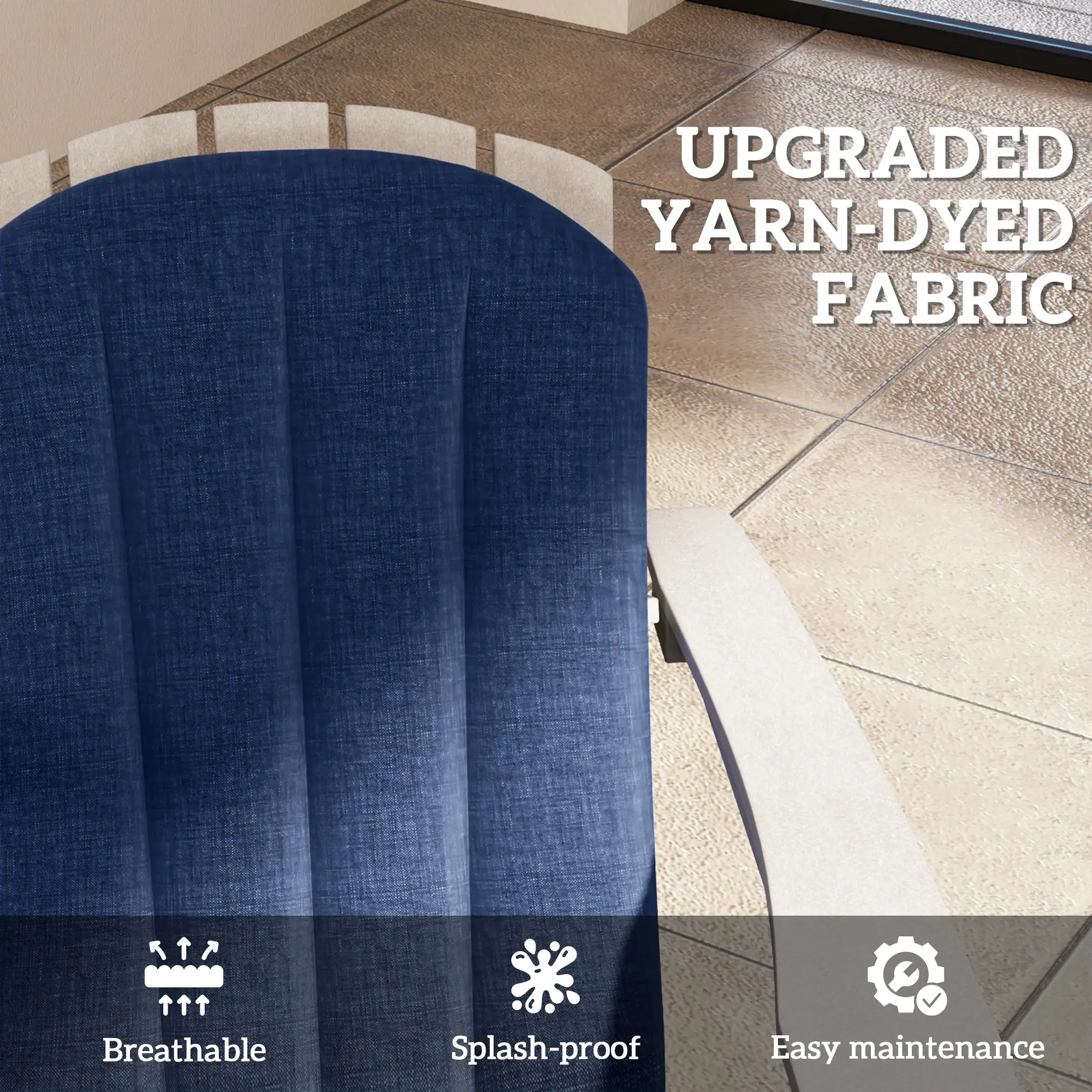 Set of 2 Patio Chair Cushions, High Back, High-Density Foam, Navy Blue - Image 5