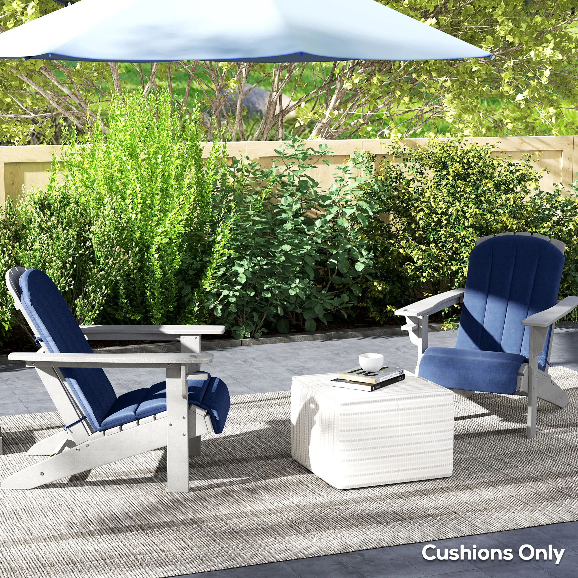 Set of 2 Patio Chair Cushions, High Back, High-Density Foam, Navy Blue - Image 7