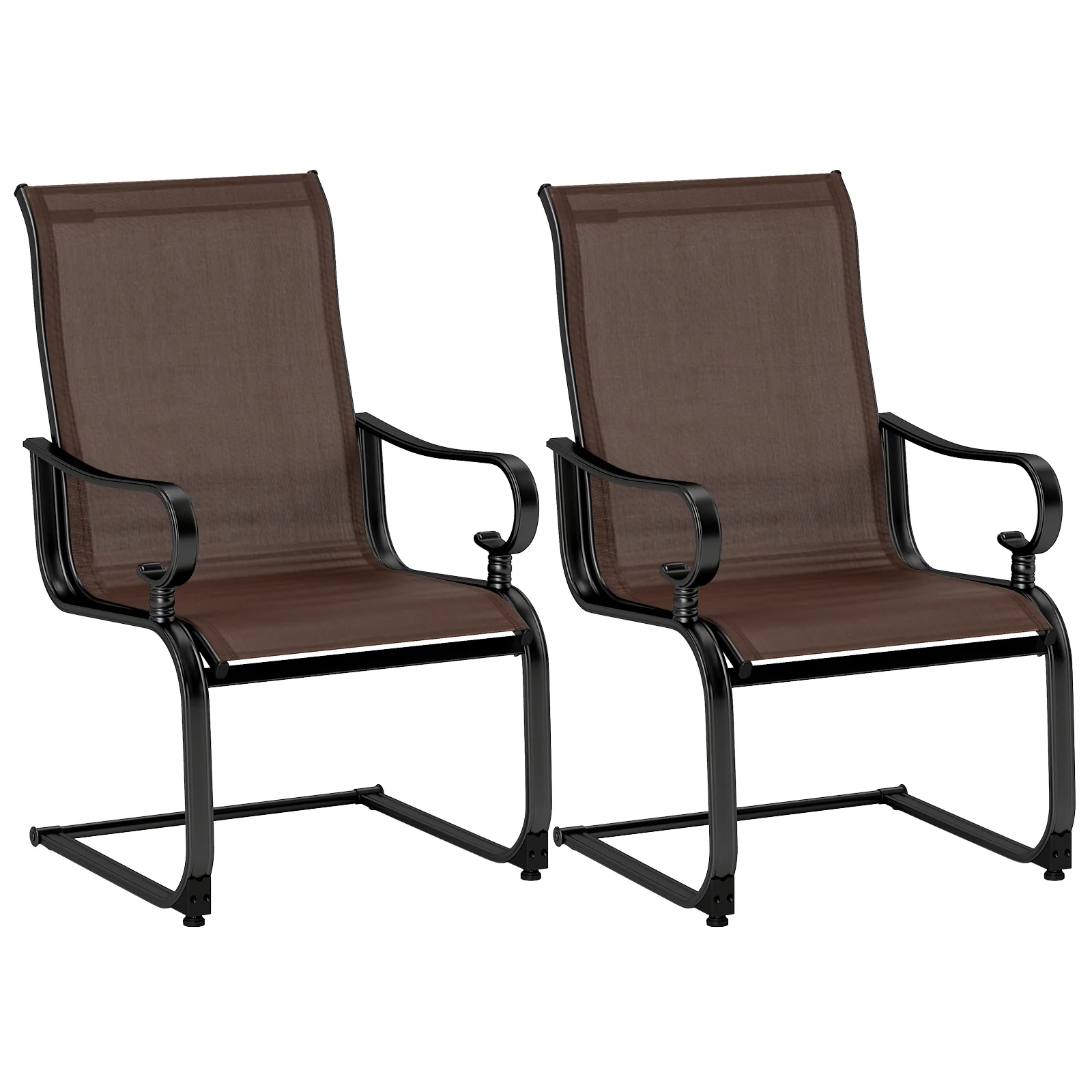 Set Of 2 Patio Chairs, Quick-Drying Breathable Fabric, Brown - Image 4