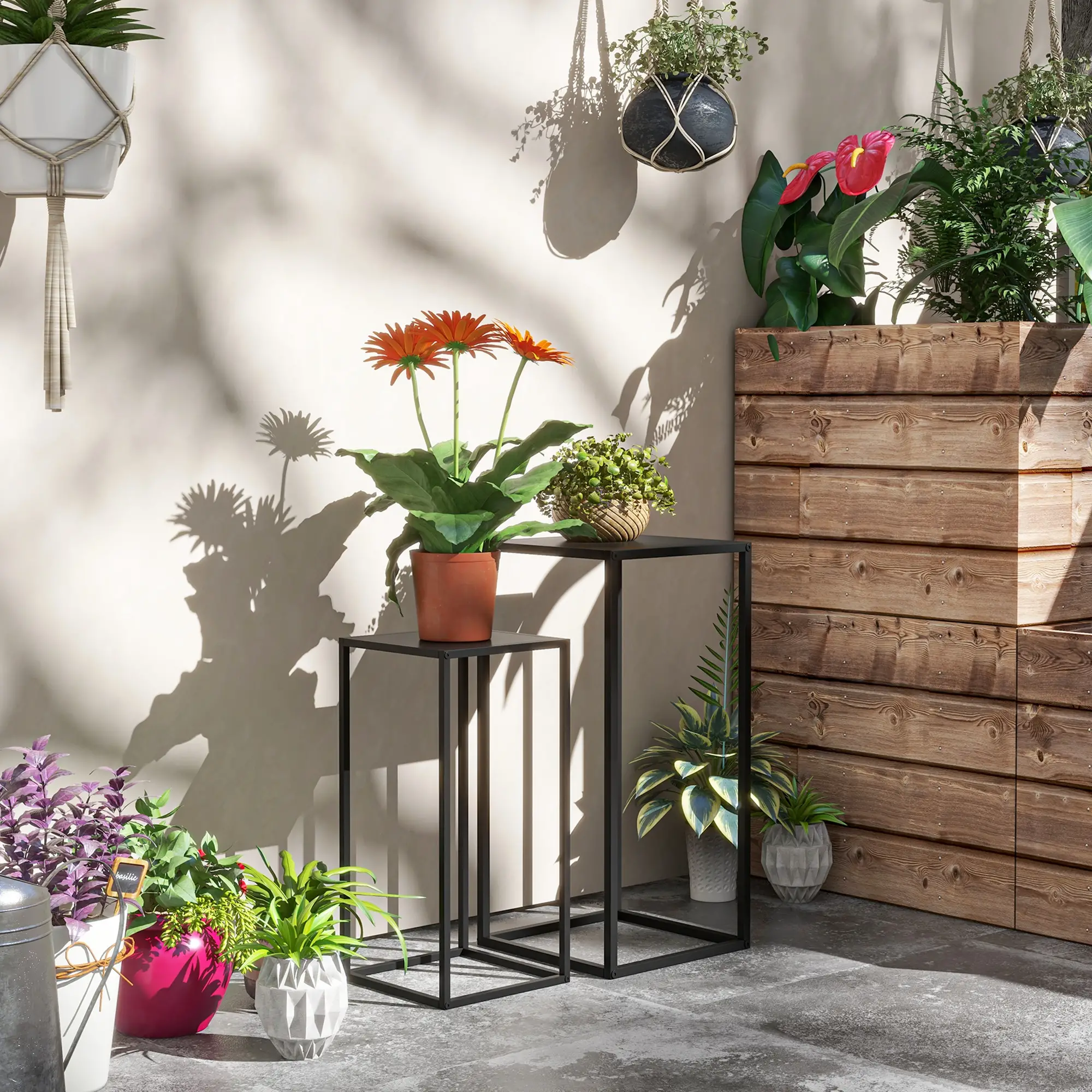 Set of 2 Plant Stands, Decorative Flower Display Holder for Living Room Balcony - Image 2