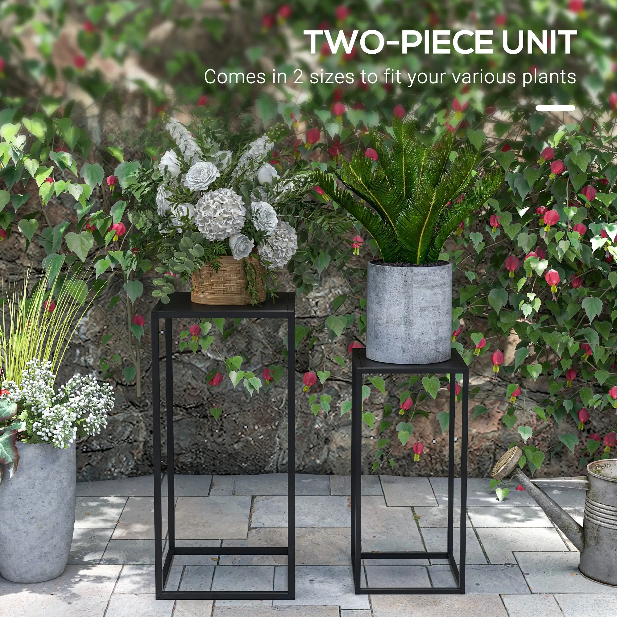 Set of 2 Plant Stands, Decorative Flower Display Holder for Living Room Balcony - Image 4
