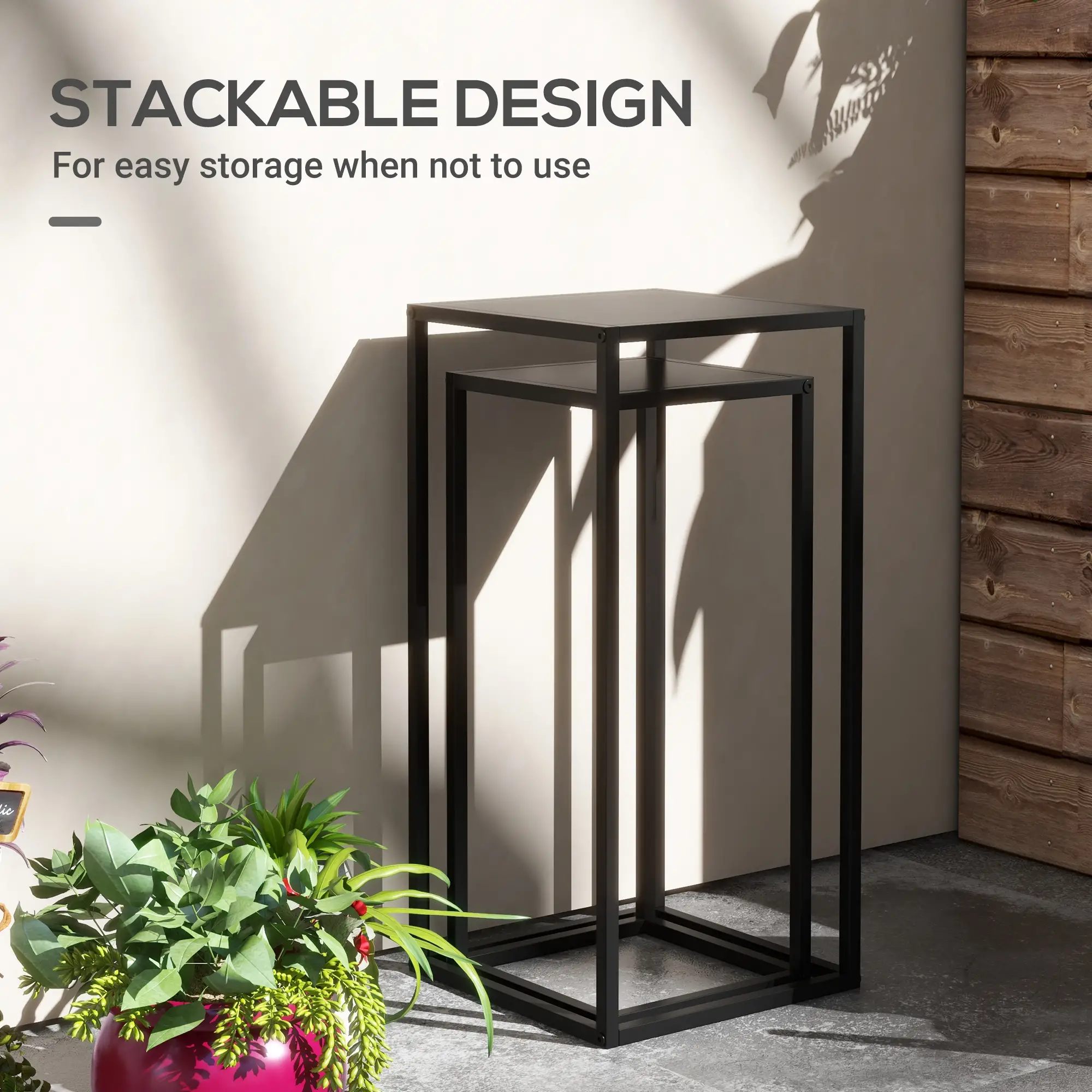 Set of 2 Plant Stands, Decorative Flower Display Holder for Living Room Balcony - Image 5