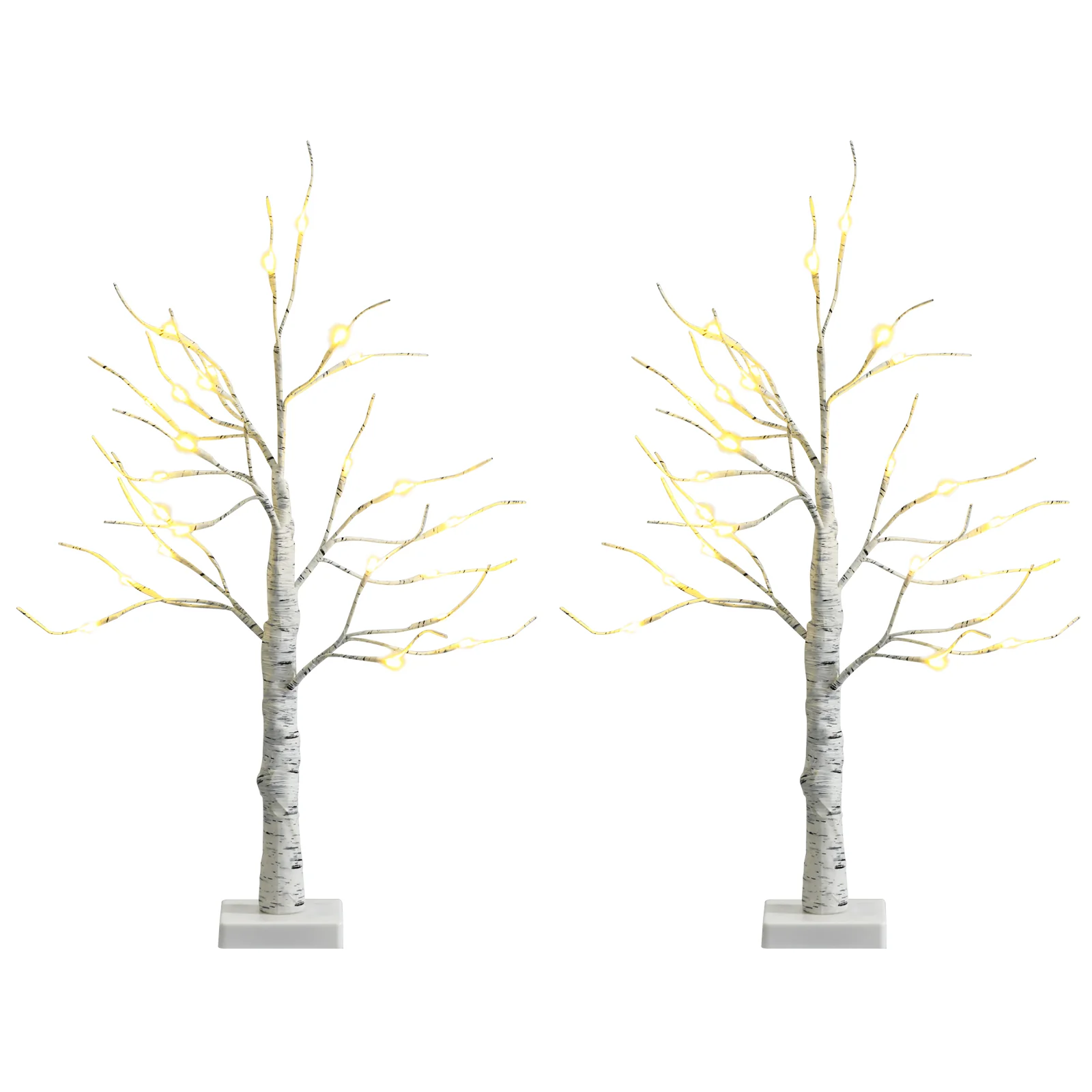 Set Of 2 Pre-Lit Twig Birch Tree, Battery Powered, White - Image 4