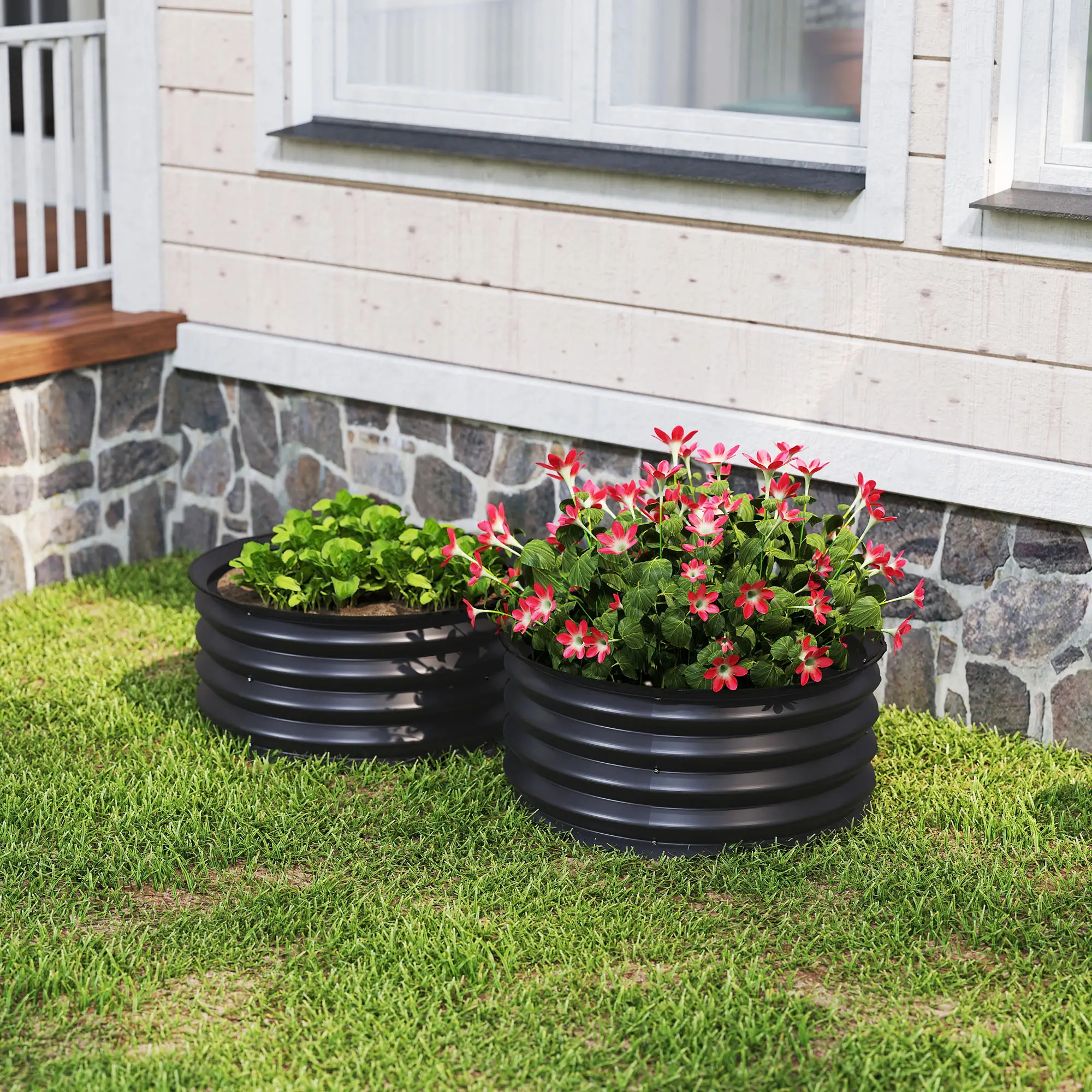 Set of 2 Raised Garden Beds, Metal Planter Box, Easy Assembly, Dark Grey - Image 9