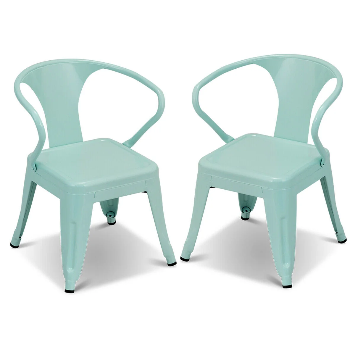 Set Of 2 Steel Armchair Stackable Kids Chairs, Multicolor