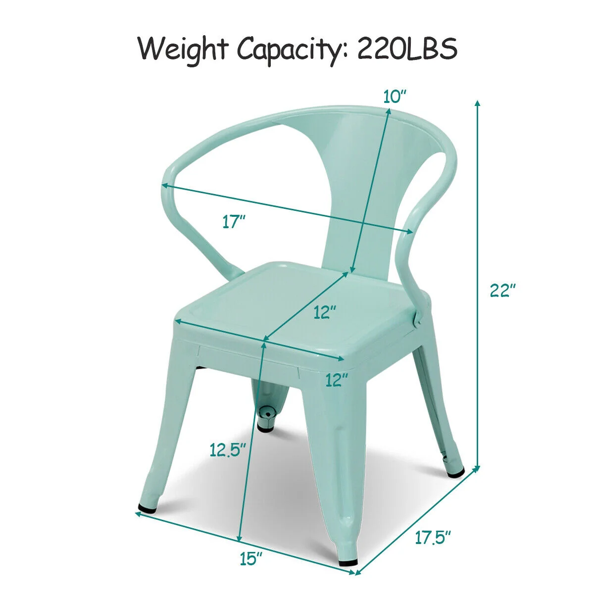 Set Of 2 Steel Armchair Stackable Kids Chairs, Multicolor - Image 5