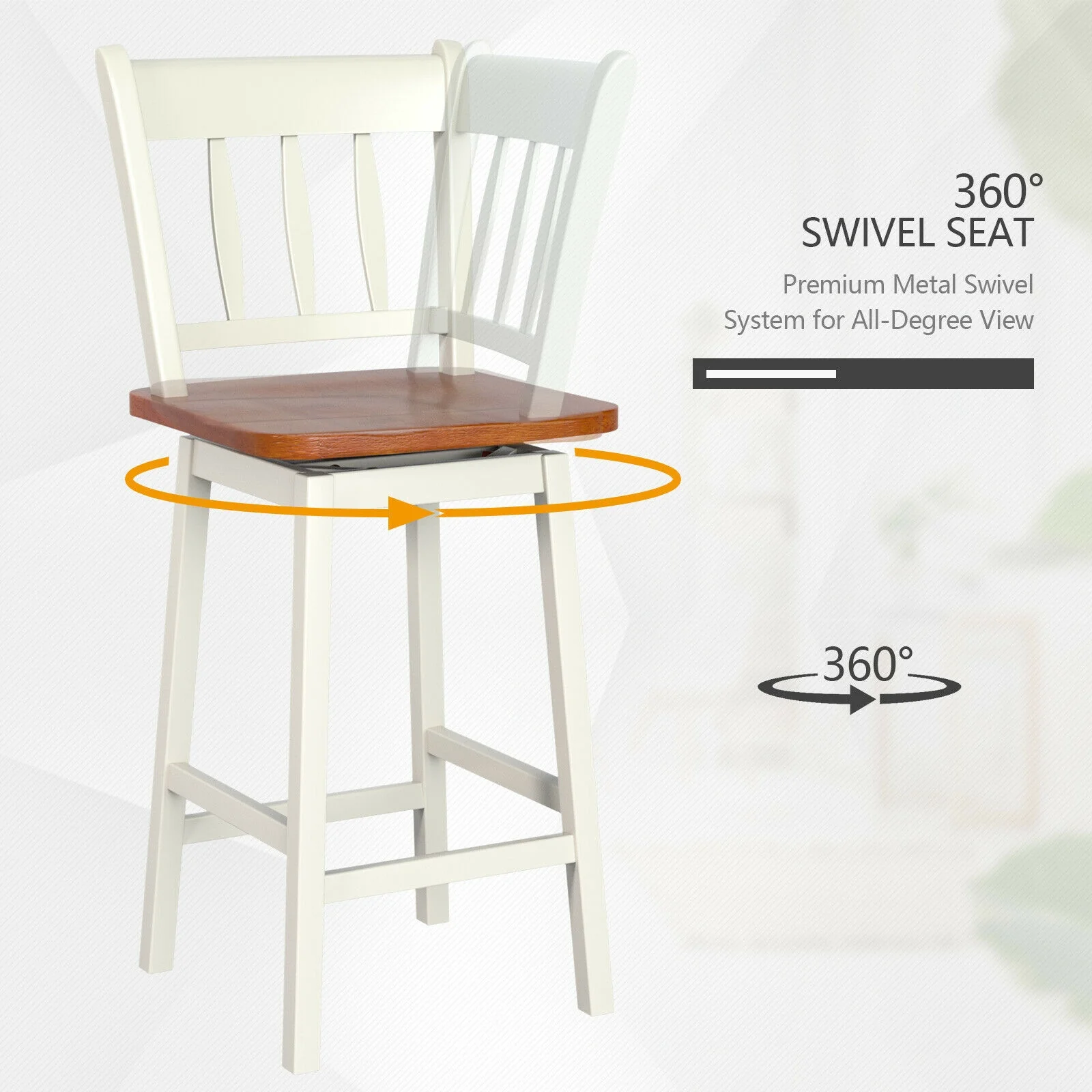 Set Of 2 Swivel Bar Stools, 24.5 Inches, White - Image 8