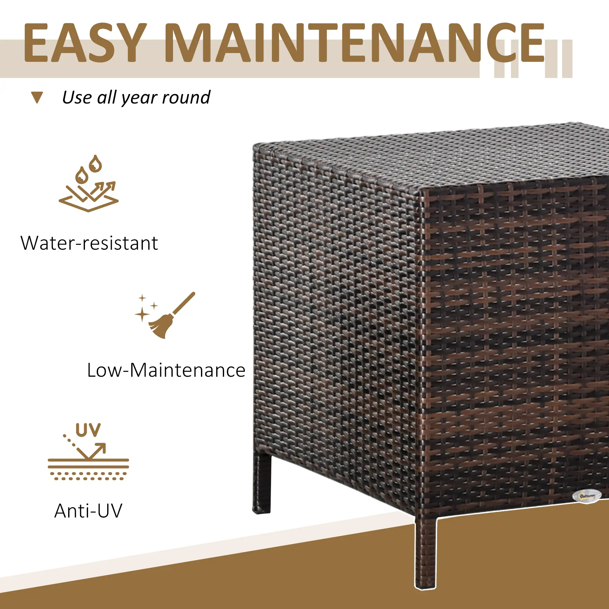 Set of 3 Wicker Nesting Tables, Rattan, All Weather, Brown - Image 4