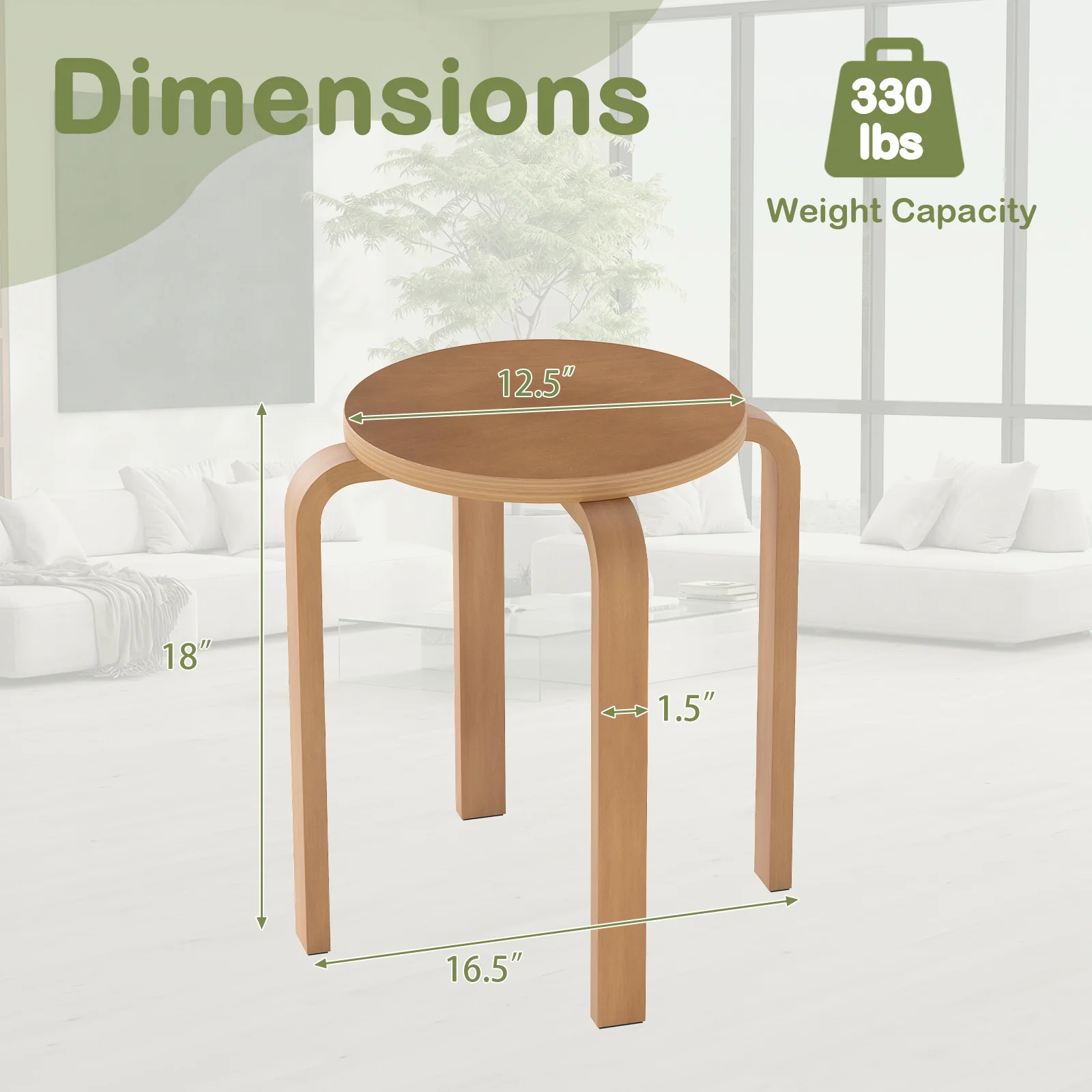 Set of 4 18 Inch Stackable Bentwood Dining Chairs, Round Top, Walnut - Image 6