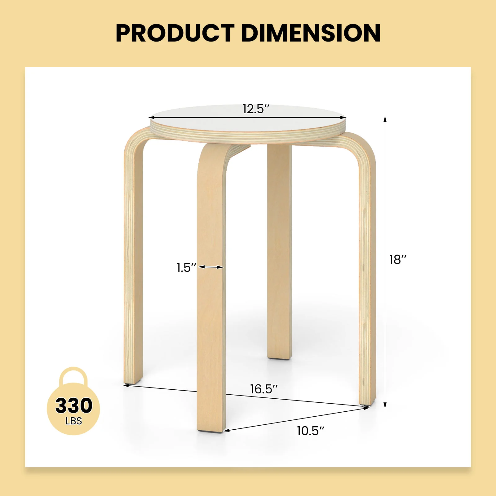 Set Of 4 18 Inch Stackable Bentwood Dining Chairs, White - Image 5
