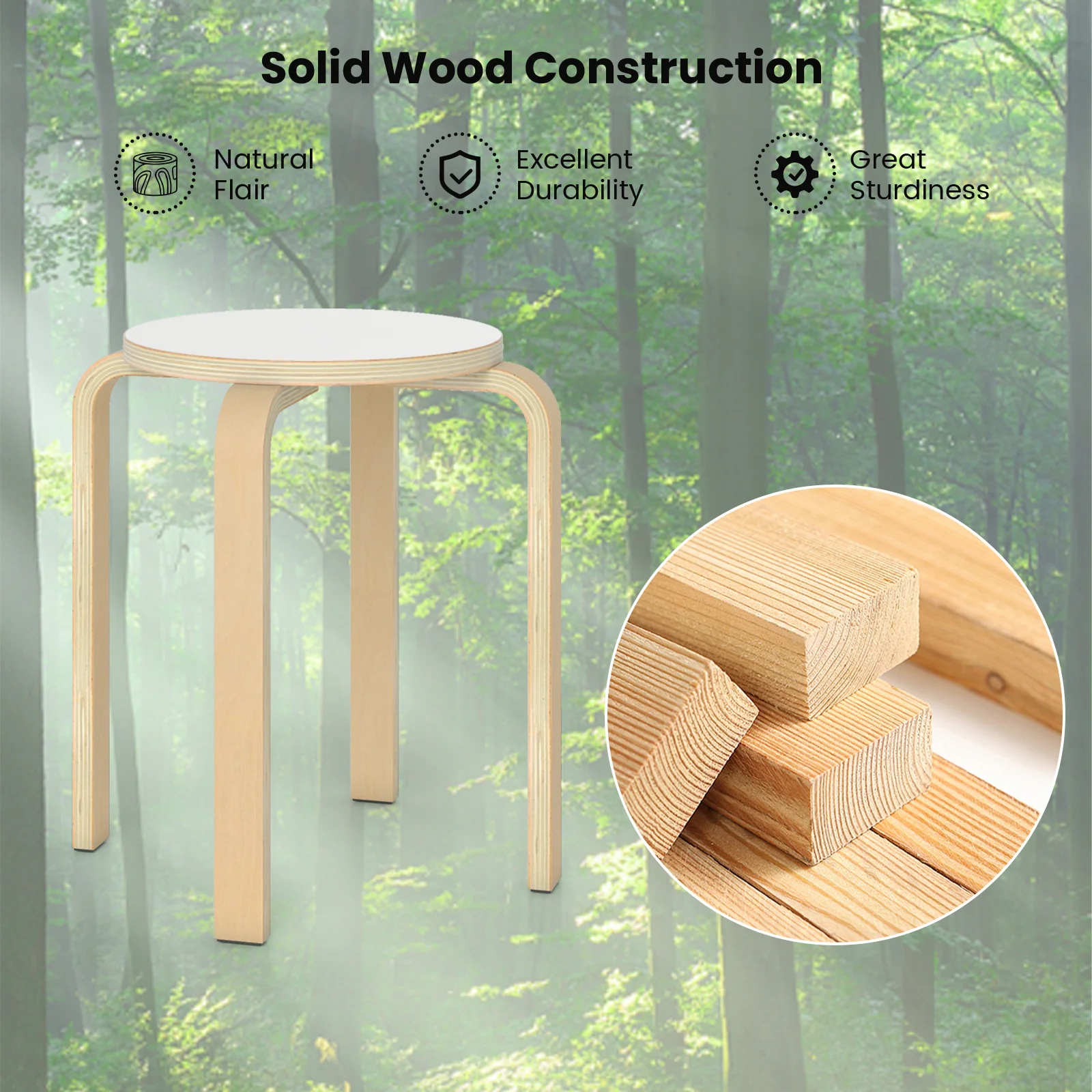 Set Of 4 18 Inch Stackable Bentwood Dining Chairs, White - Image 7