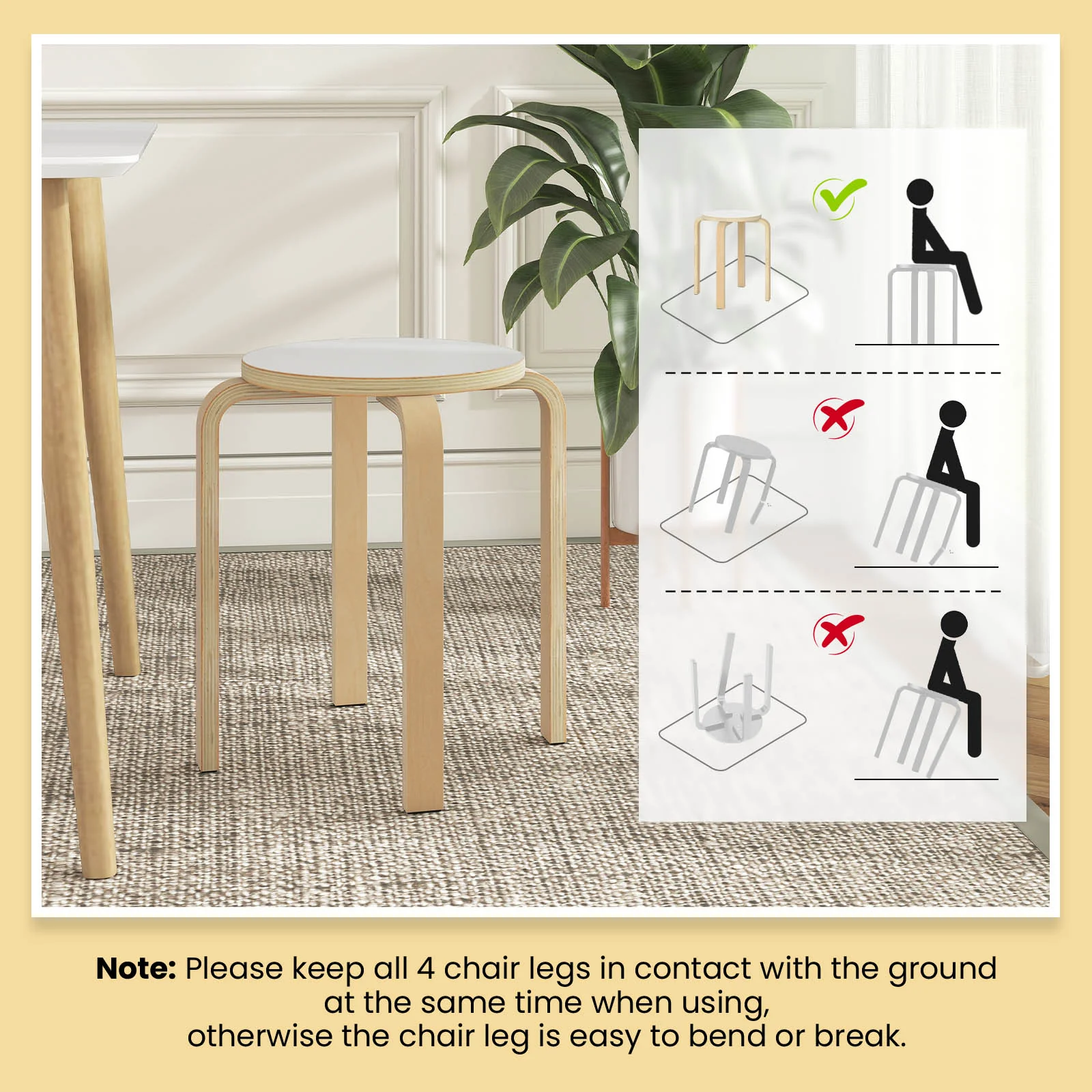 Set Of 4 18 Inch Stackable Bentwood Dining Chairs, White - Image 8