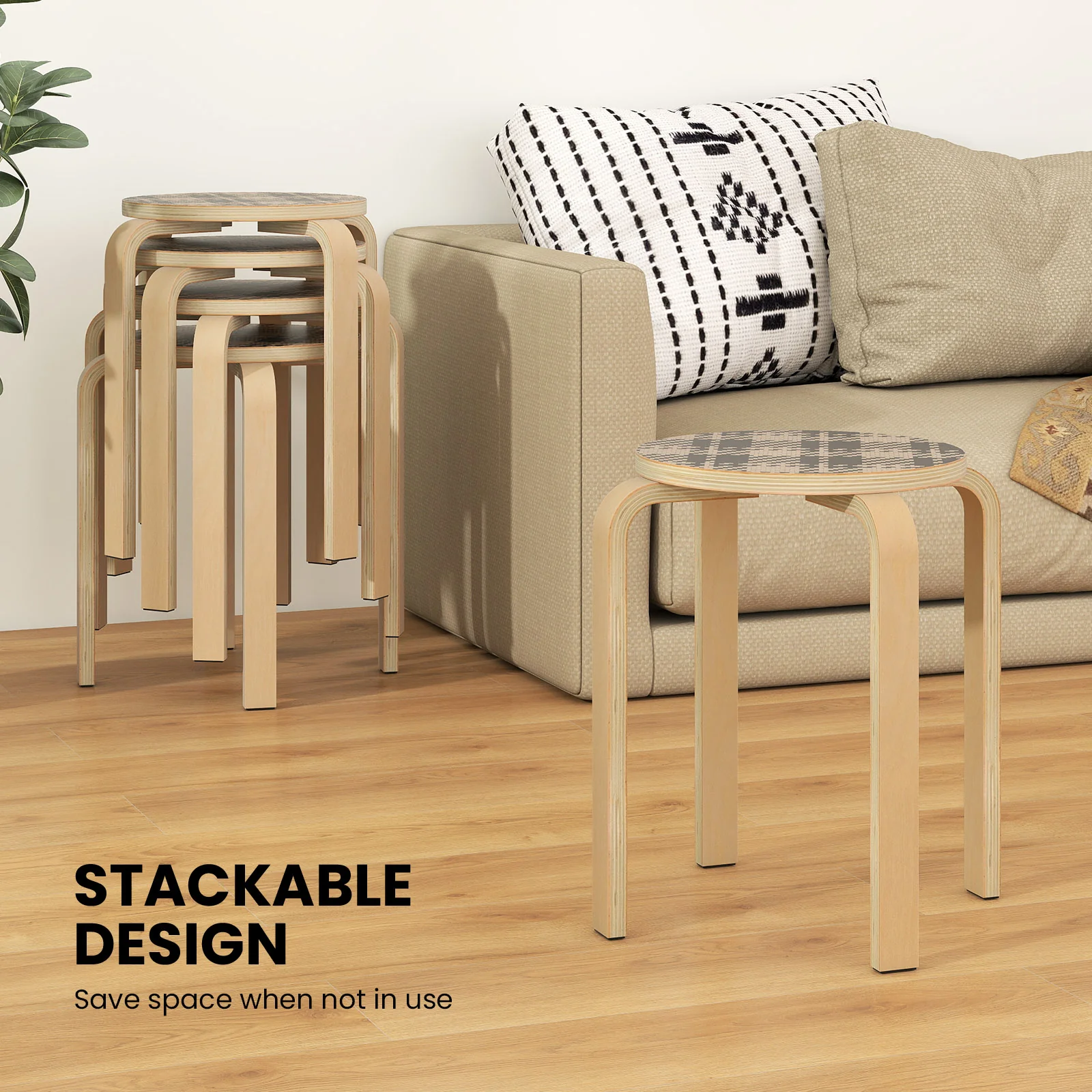 Set Of 4 18 Inch Stackable Bentwood Dining Chairs, Yellow - Image 7