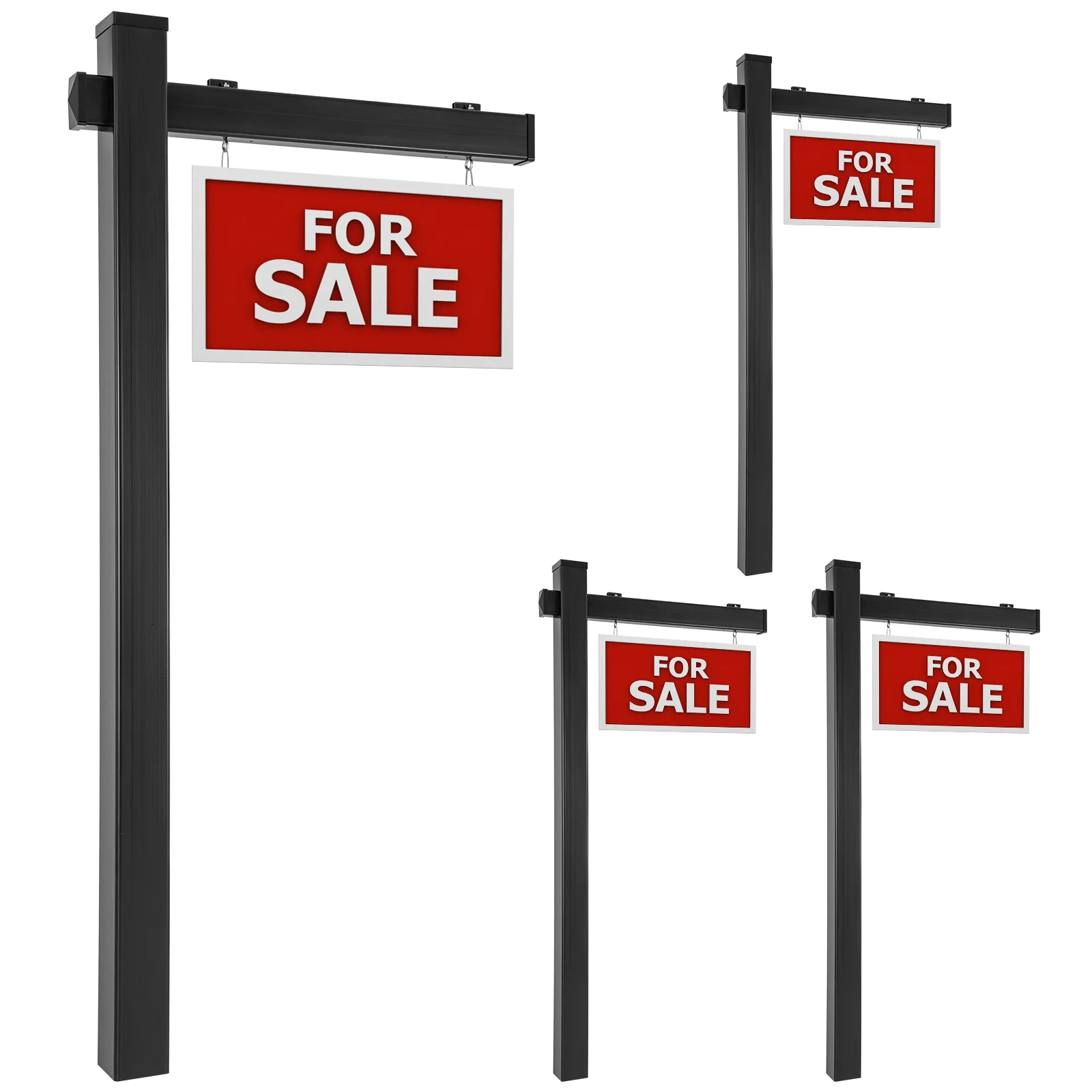 Set Of 4 6 Feet Vinyl UPVC Real Estate Yard Sign Post, Black
