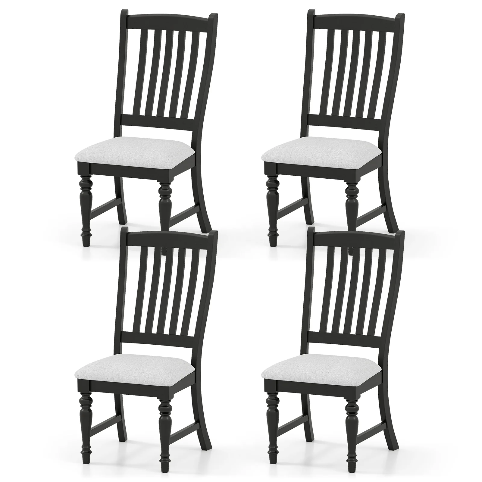 Set of 4 Dining Chairs Kitchen Side Chair with Solid Wood Legs, Black