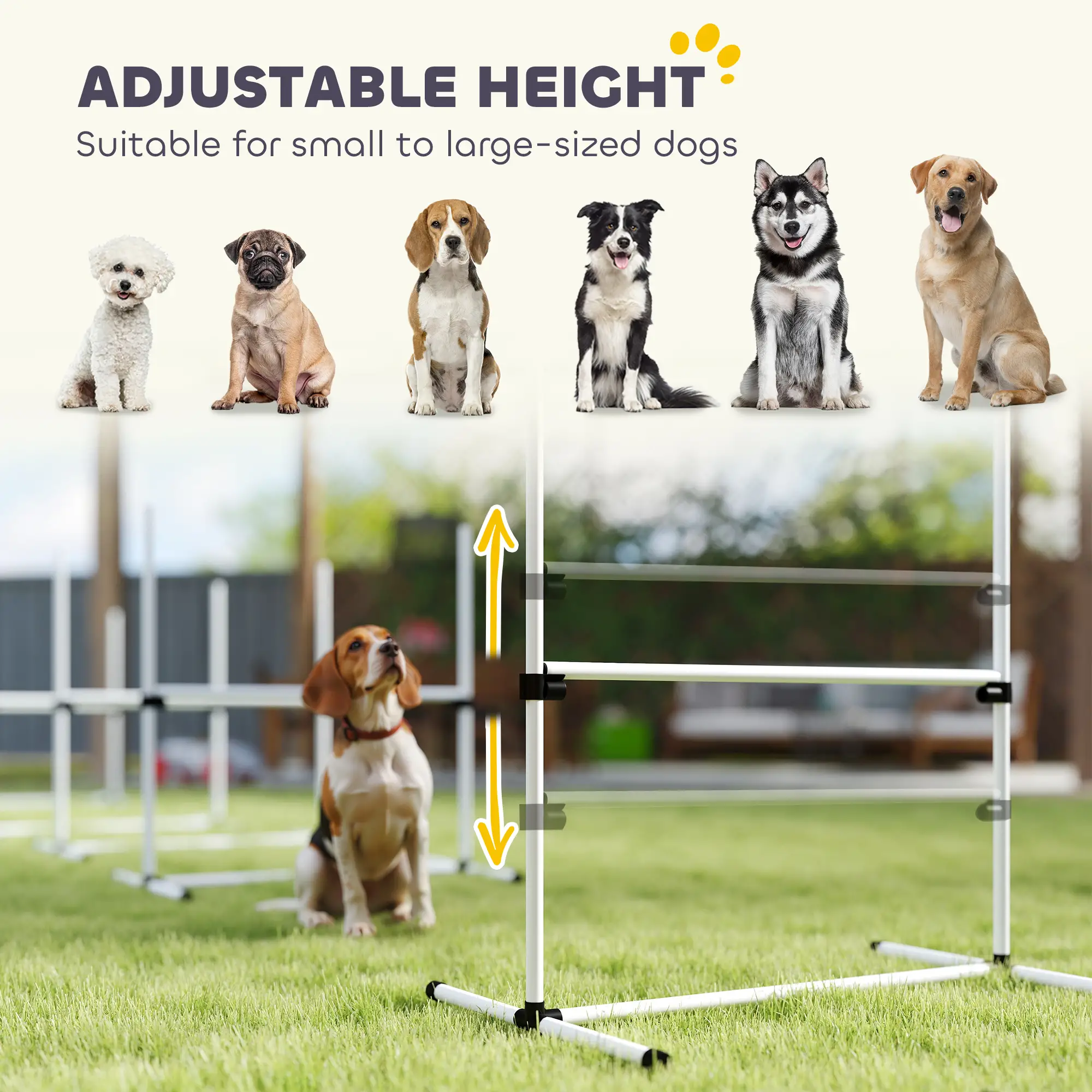 Set of 4 Dog Agility Training Jump Bars, Adjustable, White - Image 4