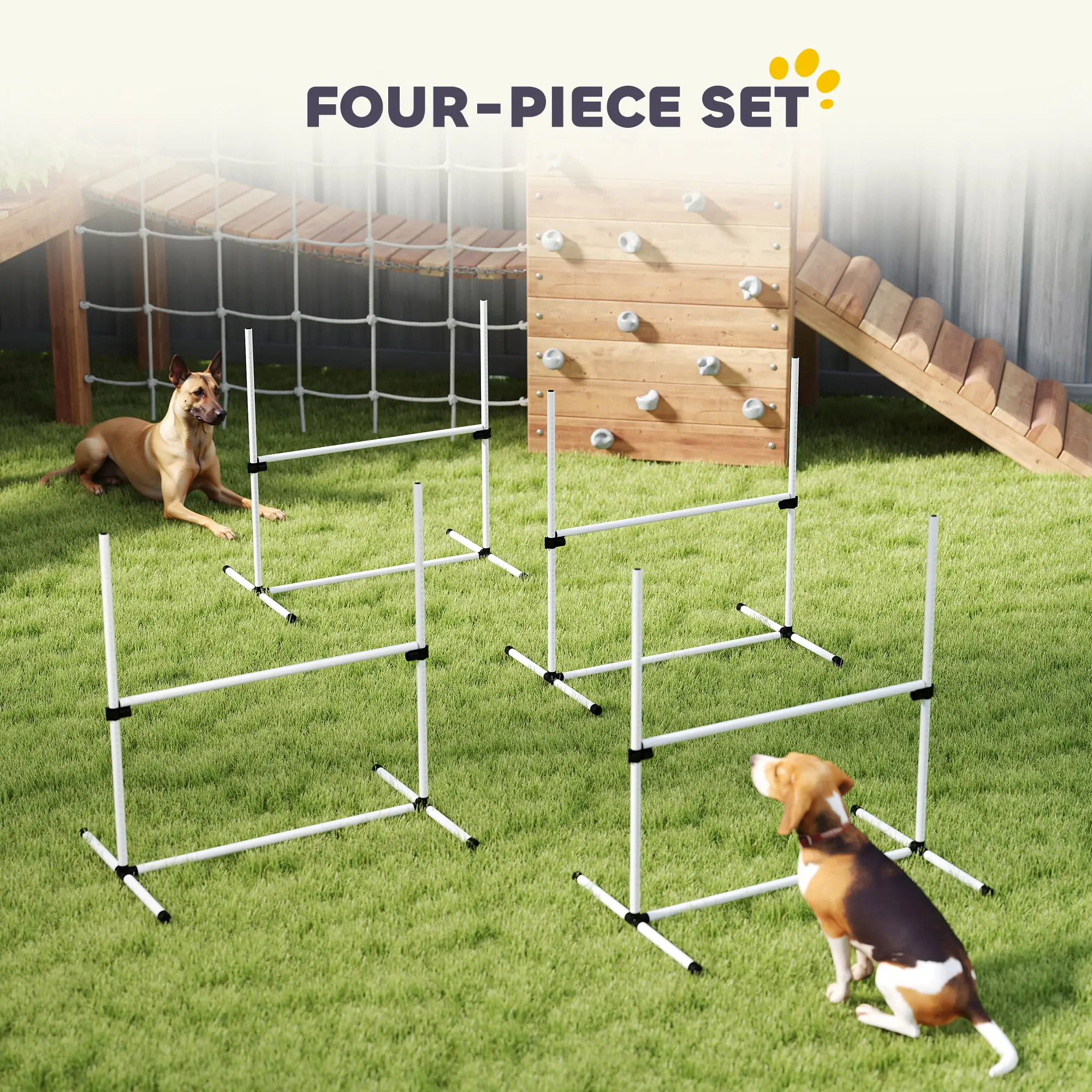 Set of 4 Dog Agility Training Jump Bars, Adjustable, White - Image 5