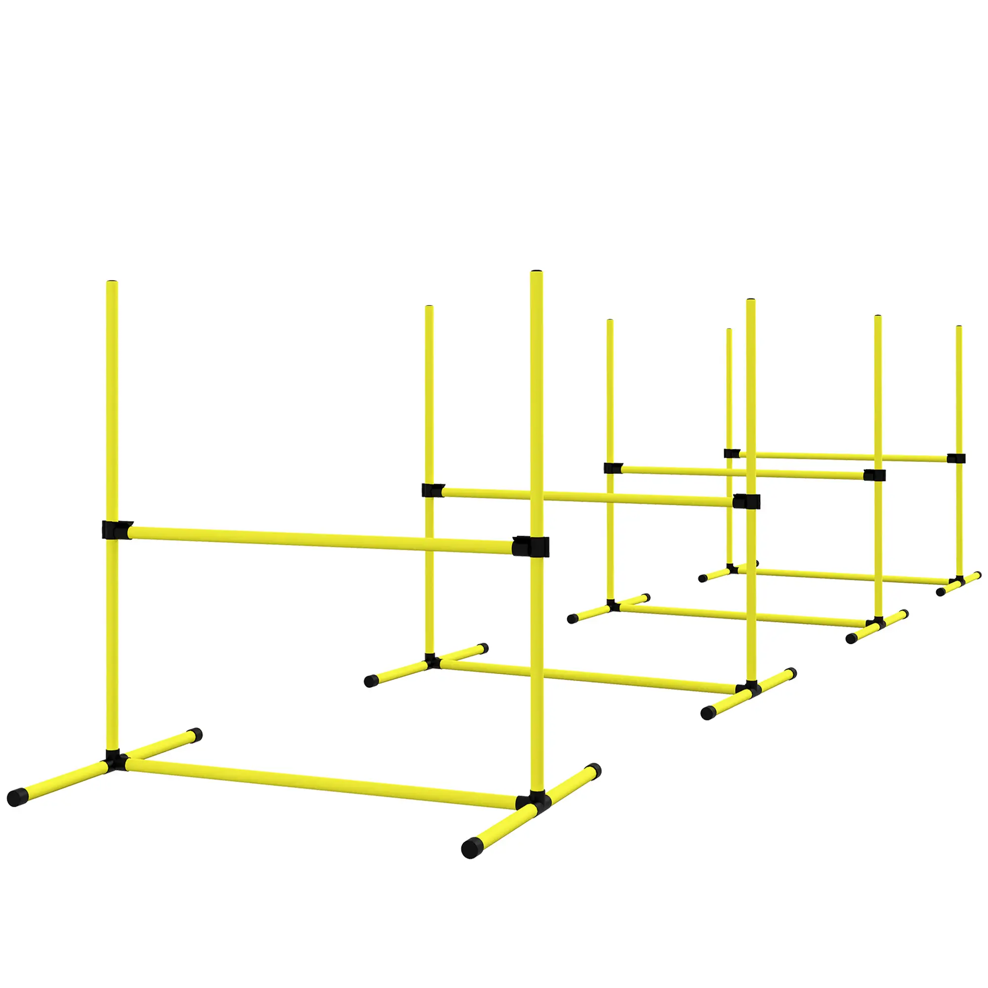 Set of 4 Dog Agility Training Jump Bars, Adjustable, Yellow