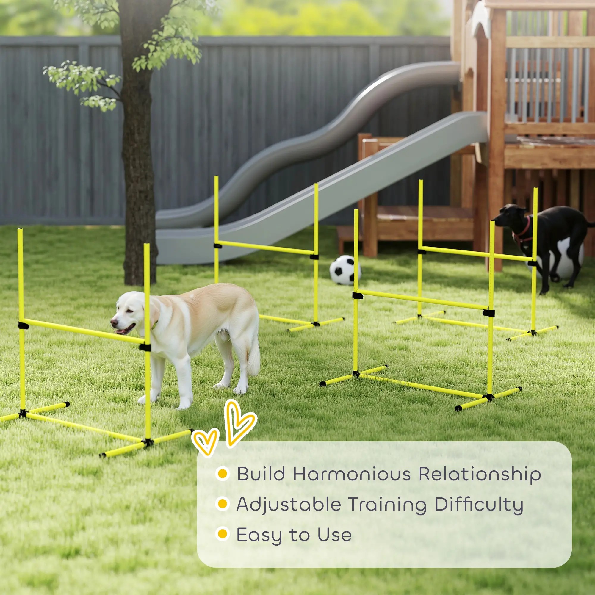 Set of 4 Dog Agility Training Jump Bars, Adjustable, Yellow - Image 7