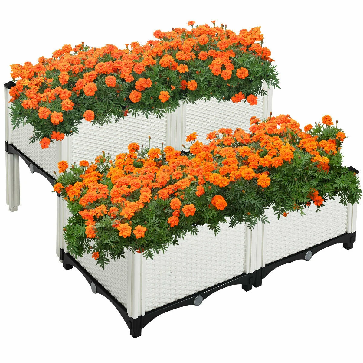 Set Of 4 Elevated Flower Vegetable Herb Grow Planter Box, White - Image 5