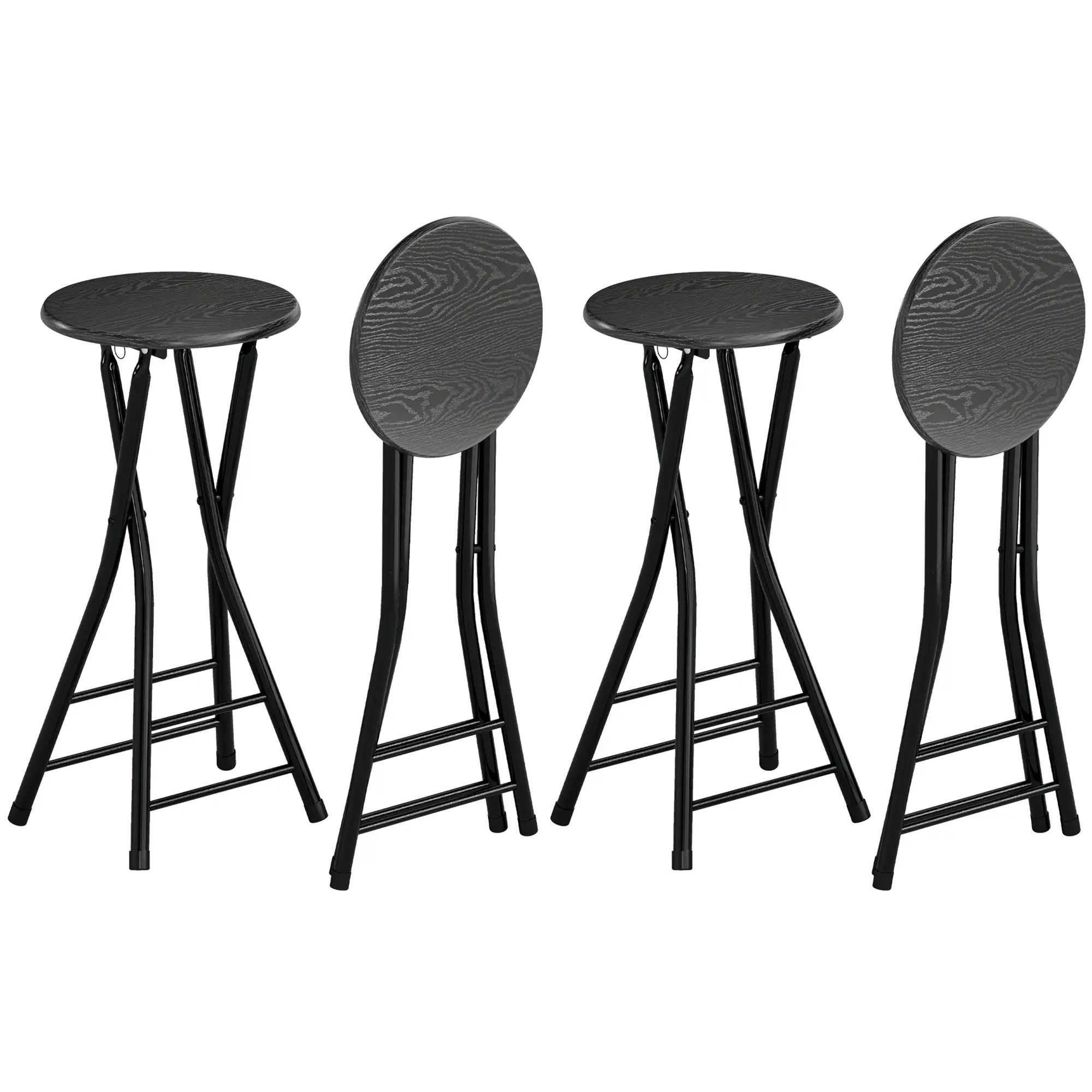 Set of 4 Foldable Barstools, Counter Height with Footrest, Steel Legs, Black - Image 11