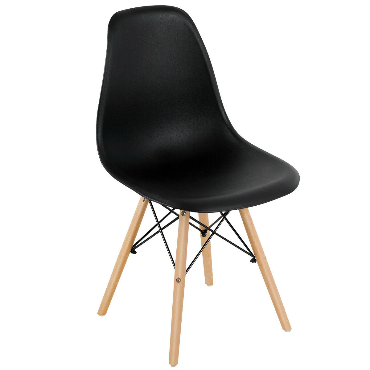 Set Of 4 Modern Dining Side Chairs, Wood Legs, Black - Image 5