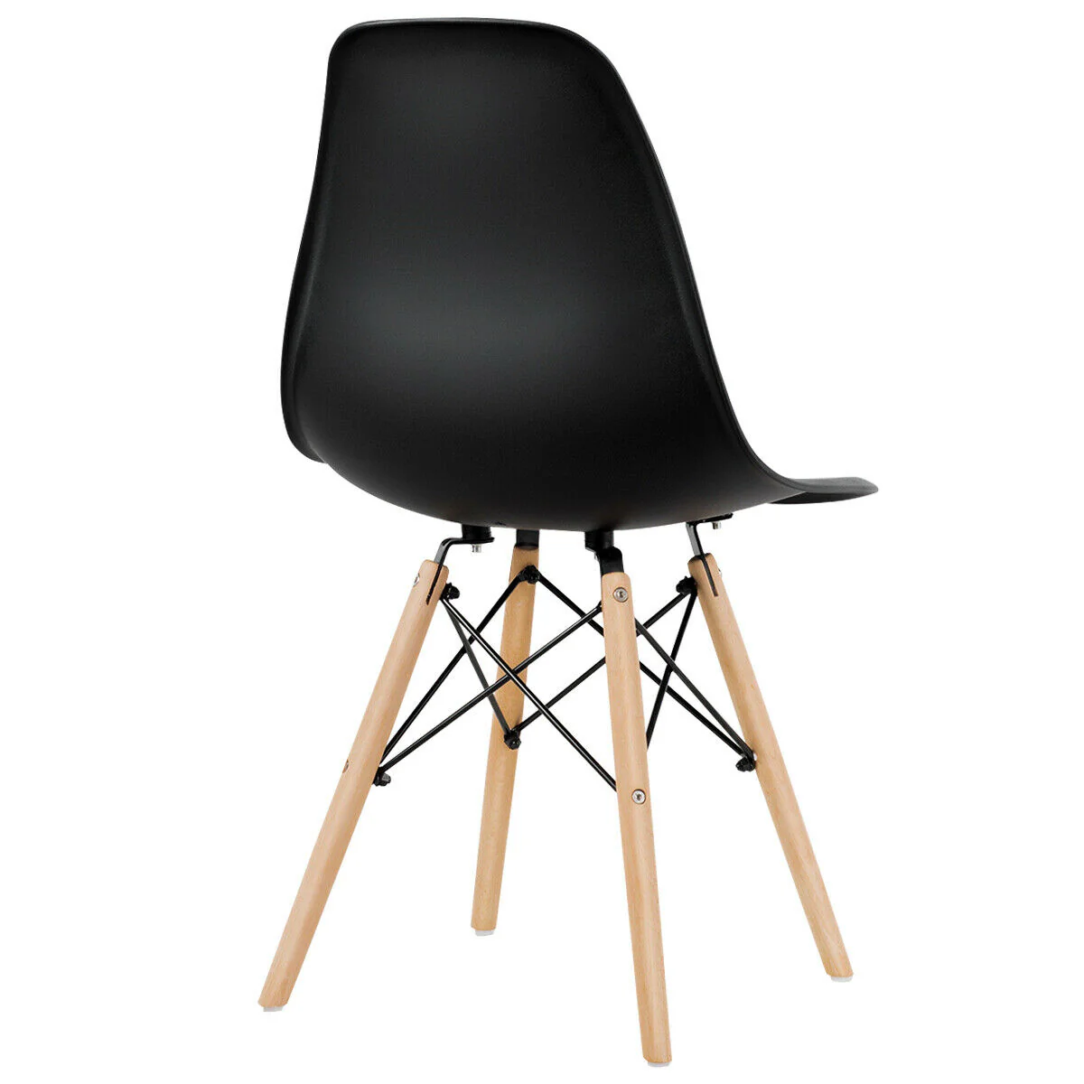 Set Of 4 Modern Dining Side Chairs, Wood Legs, Black - Image 7