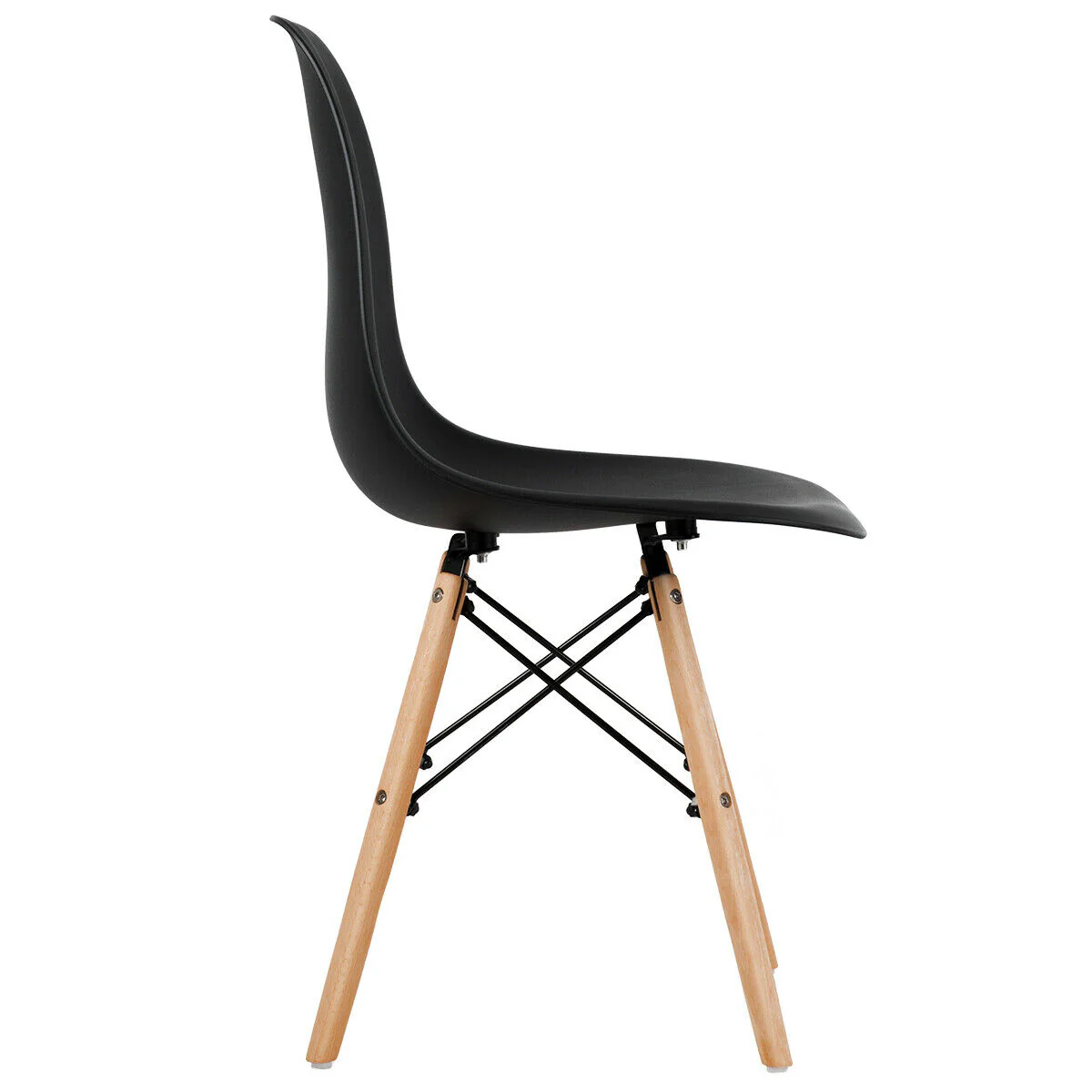 Set Of 4 Modern Dining Side Chairs, Wood Legs, Black - Image 8