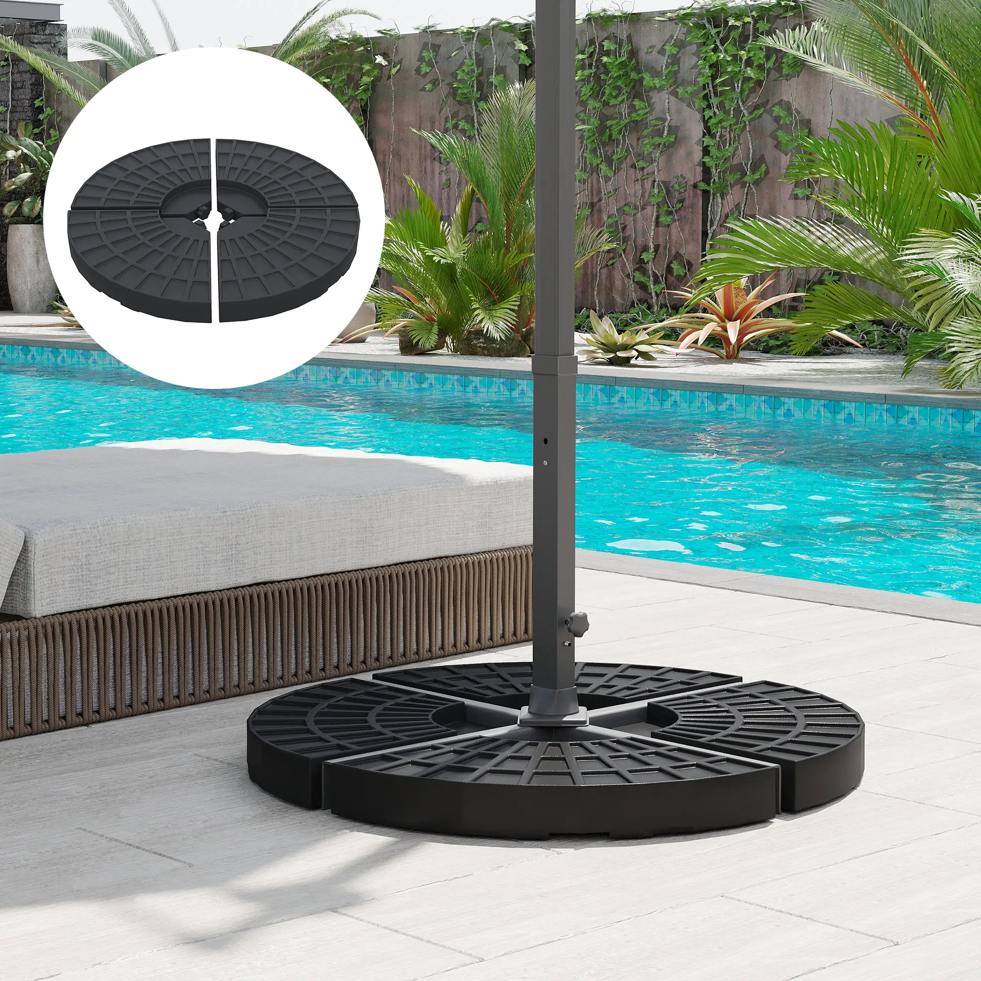 Set of 4 Outdoor Umbrella Base Weights, Cross Base Parasol Holder - Image 2