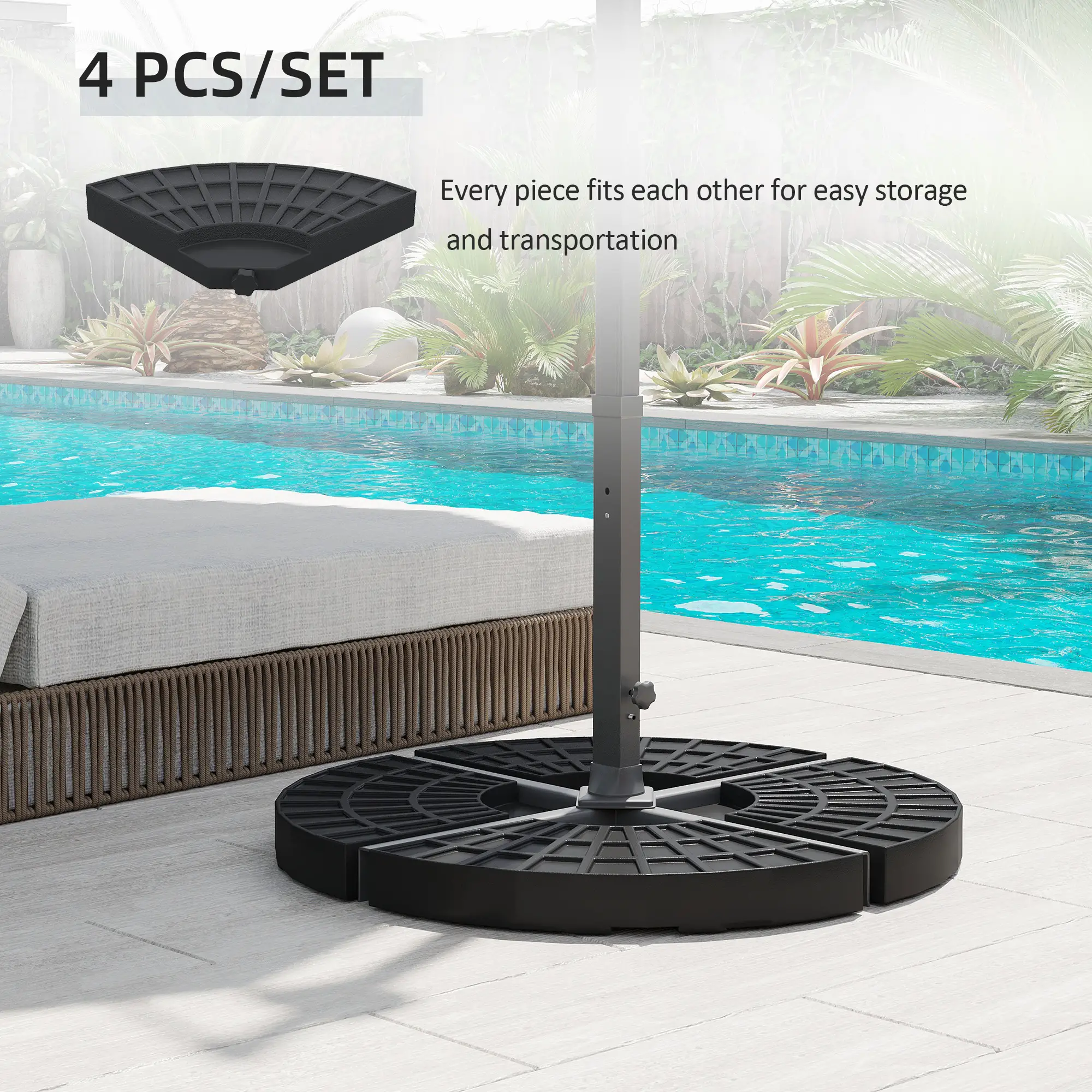 Set of 4 Outdoor Umbrella Base Weights, Cross Base Parasol Holder - Image 4