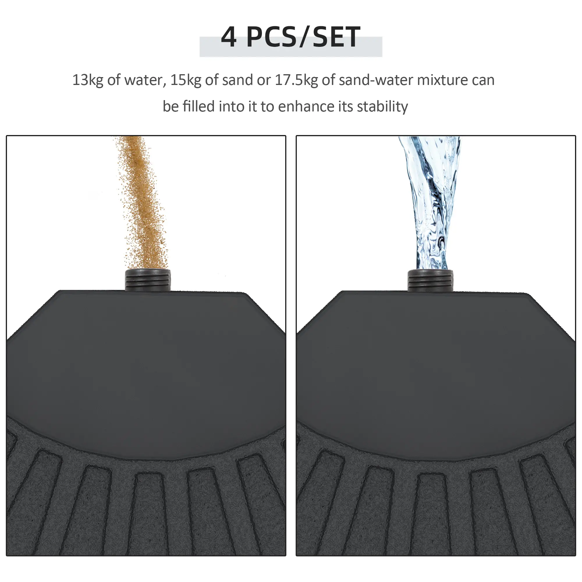 Set of 4 Outdoor Umbrella Base Weights, Cross Base Parasol Holder - Image 5