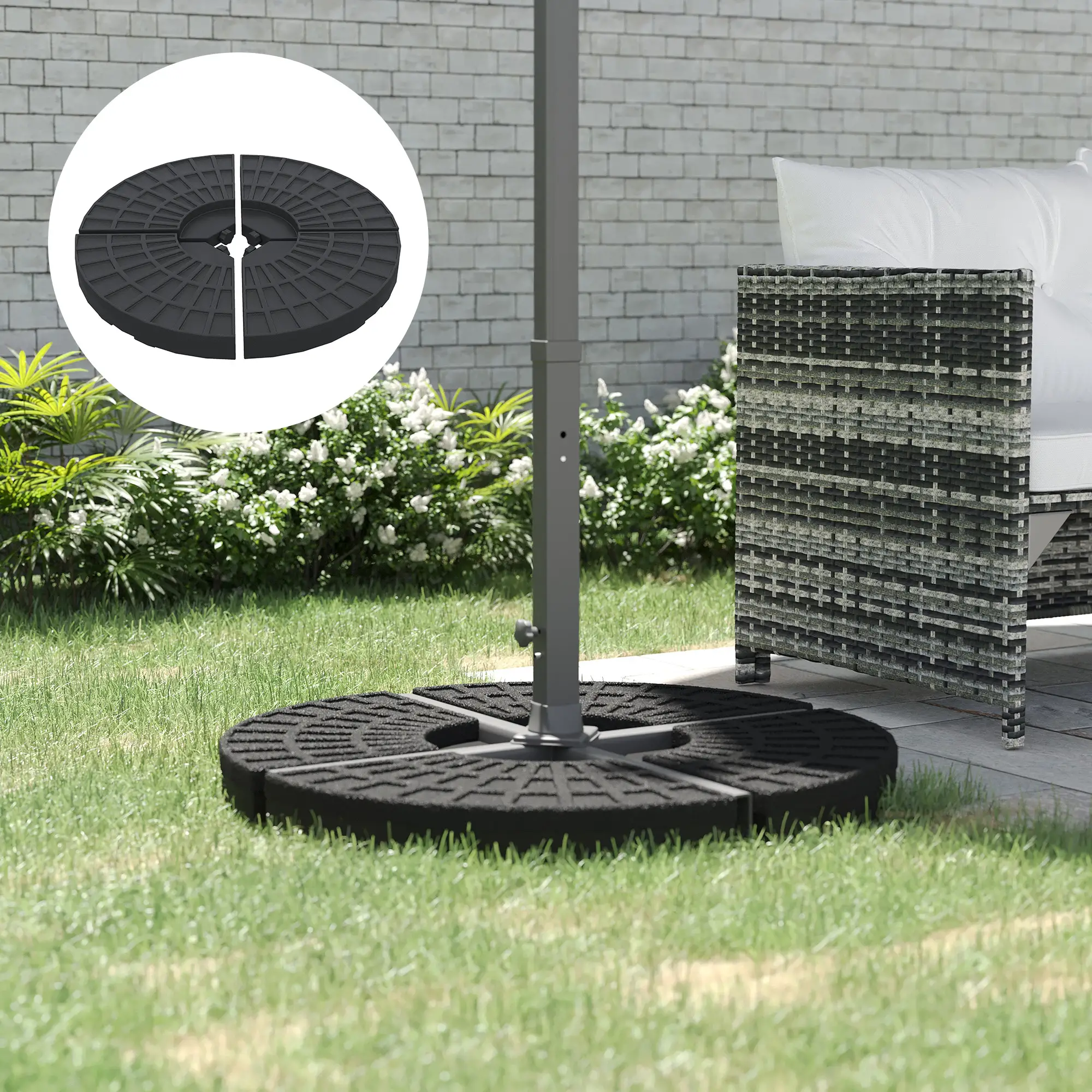 Set of 4 Outdoor Umbrella Base Weights, Cross Base Parasol Holder - Image 8