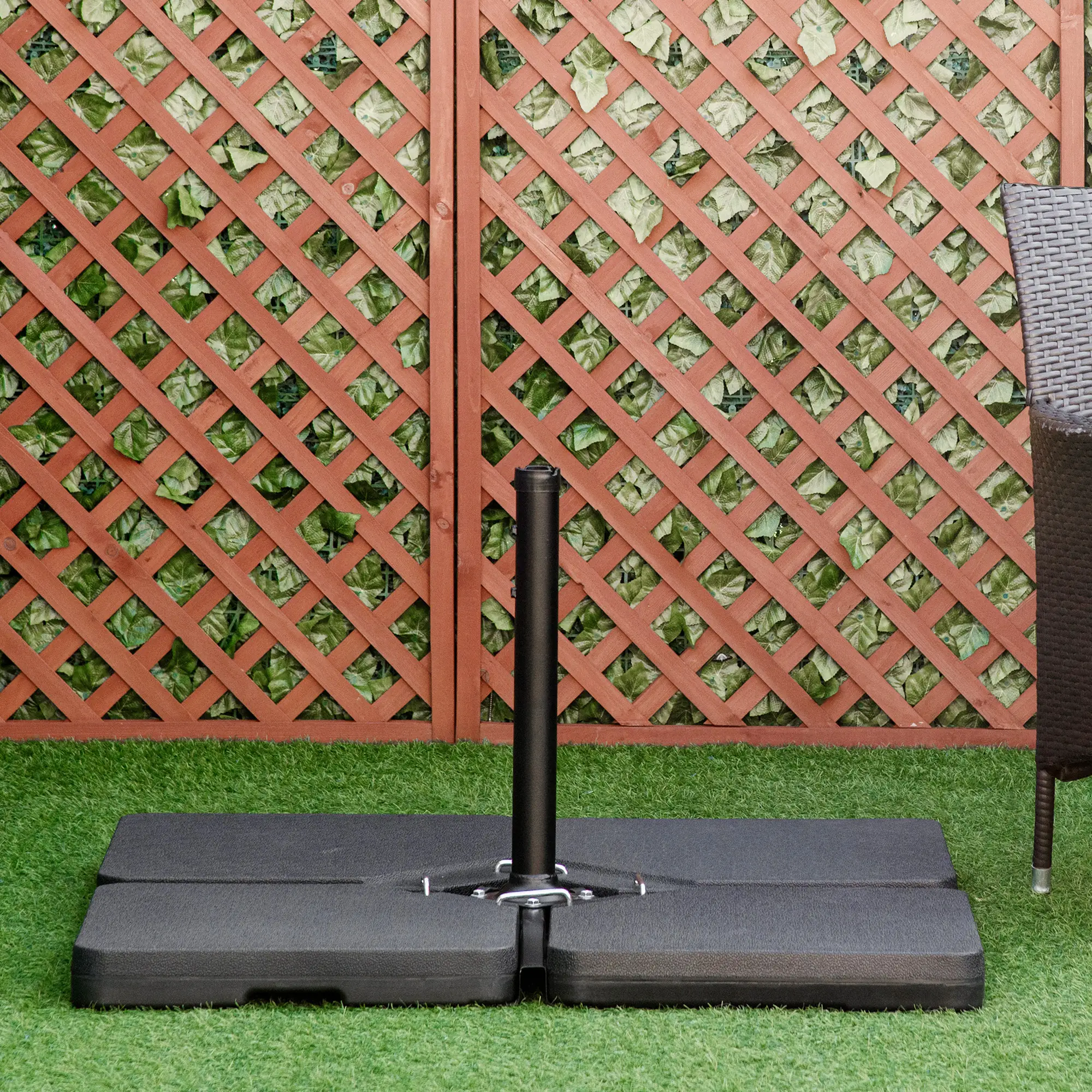 Set of 4 Parasol Base Stand Weights, Fills with Sand or Water, Black - Image 2