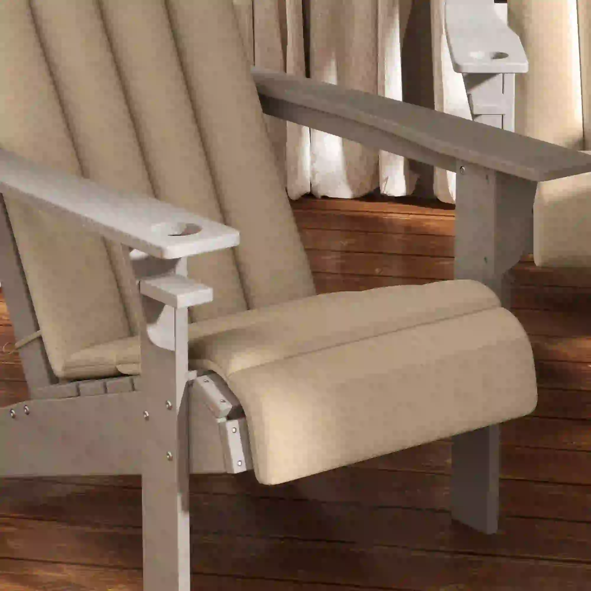Set Of 4 Patio Chair Cushions, High Back Adirondack, High-Density Foam, Beige - Image 10