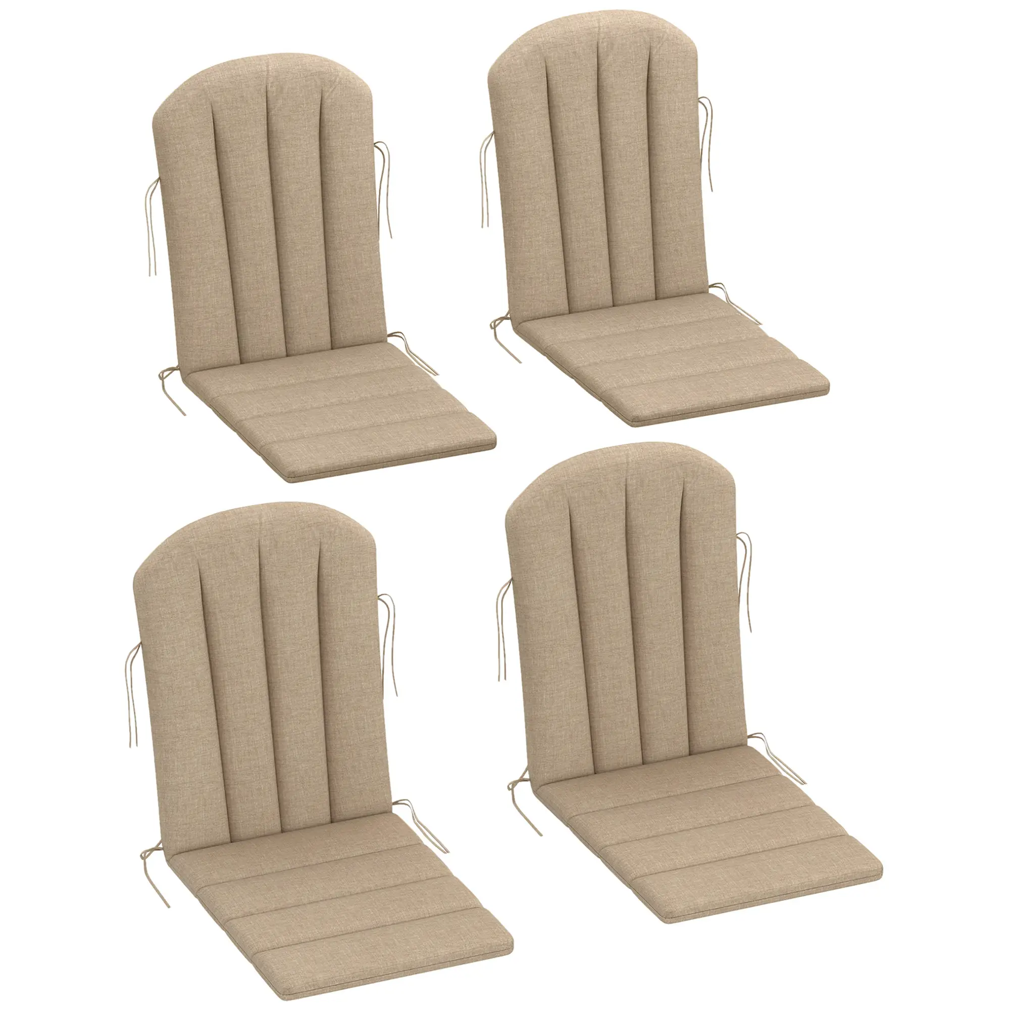Set Of 4 Patio Chair Cushions, High Back Adirondack, High-Density Foam, Beige - Image 11