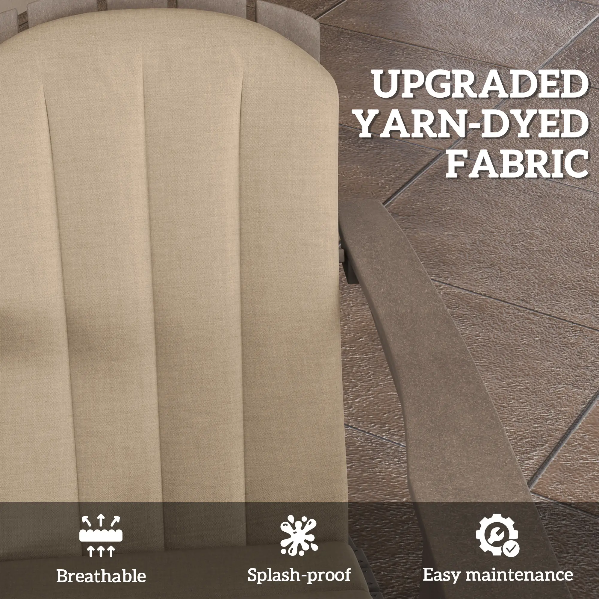 Set Of 4 Patio Chair Cushions, High Back Adirondack, High-Density Foam, Beige - Image 5