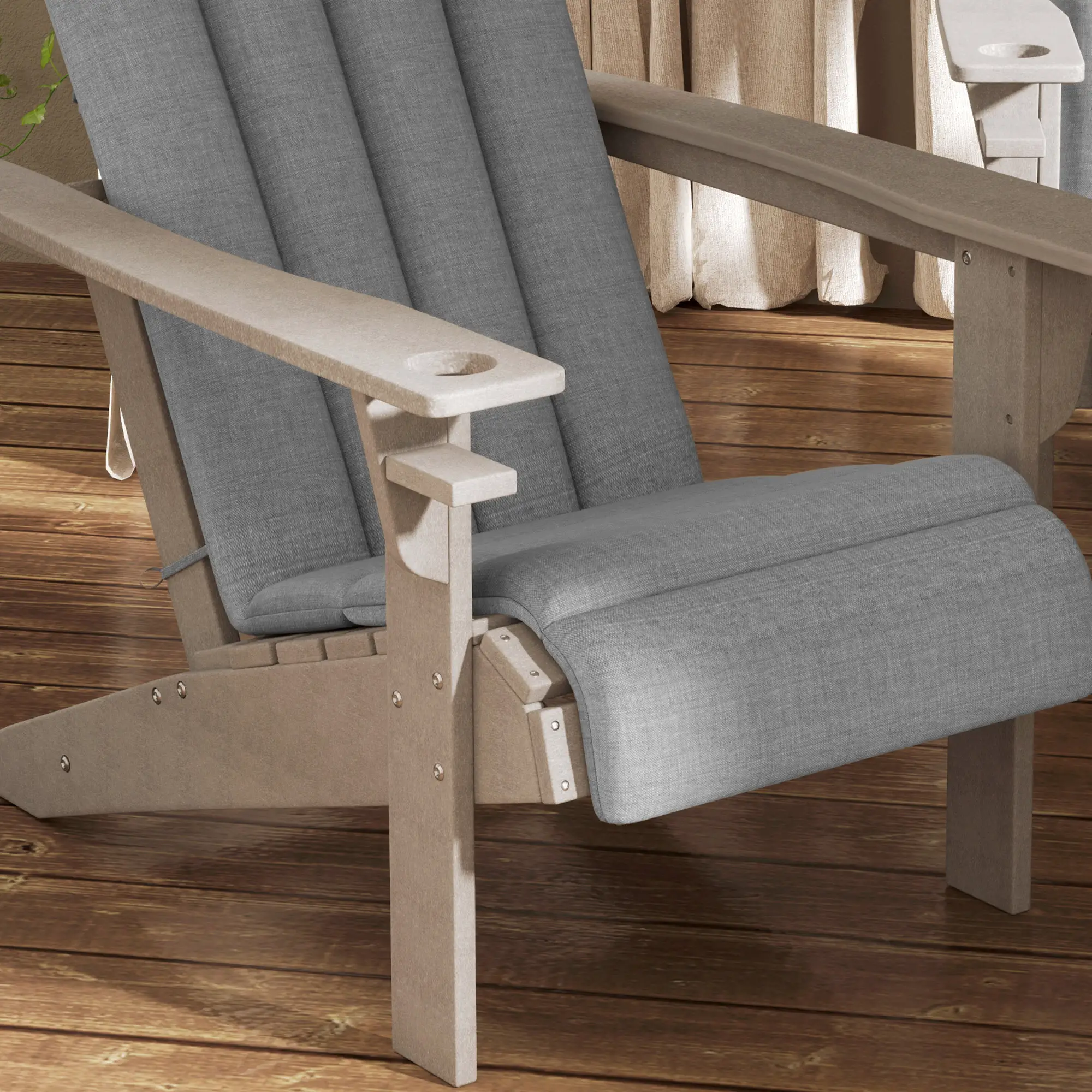 Set Of 4 Patio Chair Cushions, High Back Adirondack, High-Density Foam, Grey - Image 10