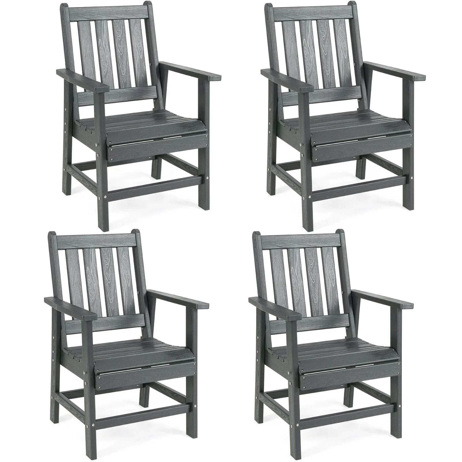 Set Of 4 Patio Dining Chairs, Gray