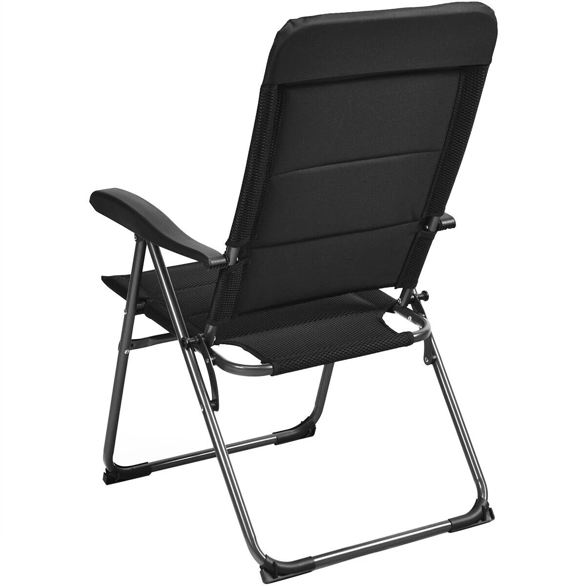 Set of 4 Patio Folding Chairs, Adjustable Backrest, Black - Image 3