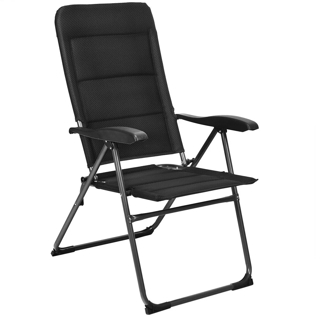 Set of 4 Patio Folding Chairs, Adjustable Backrest, Black - Image 4