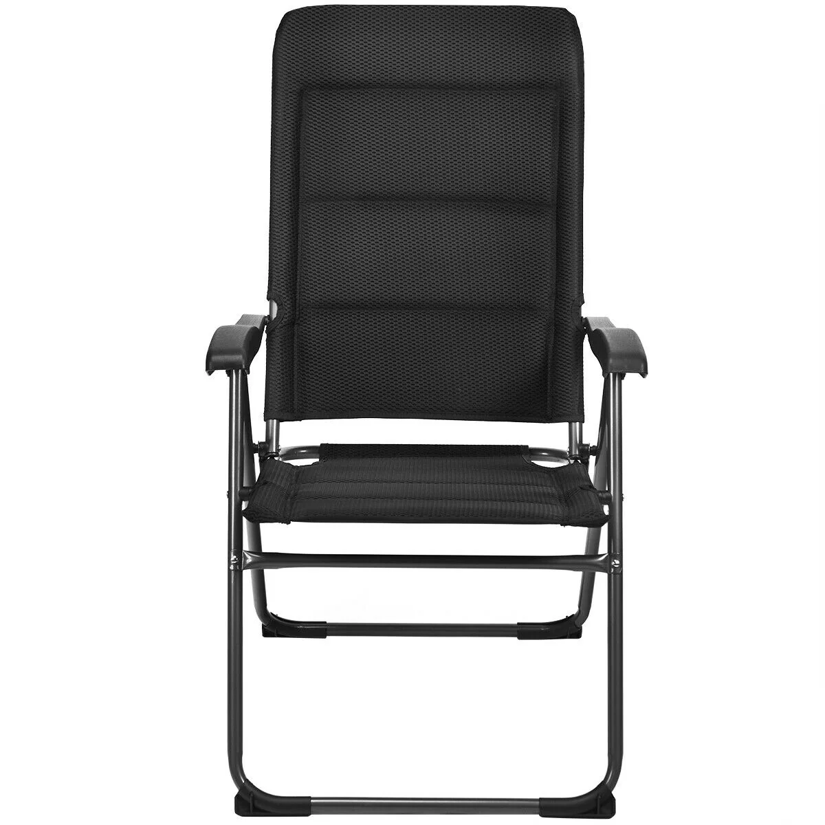 Set of 4 Patio Folding Chairs, Adjustable Backrest, Black - Image 5