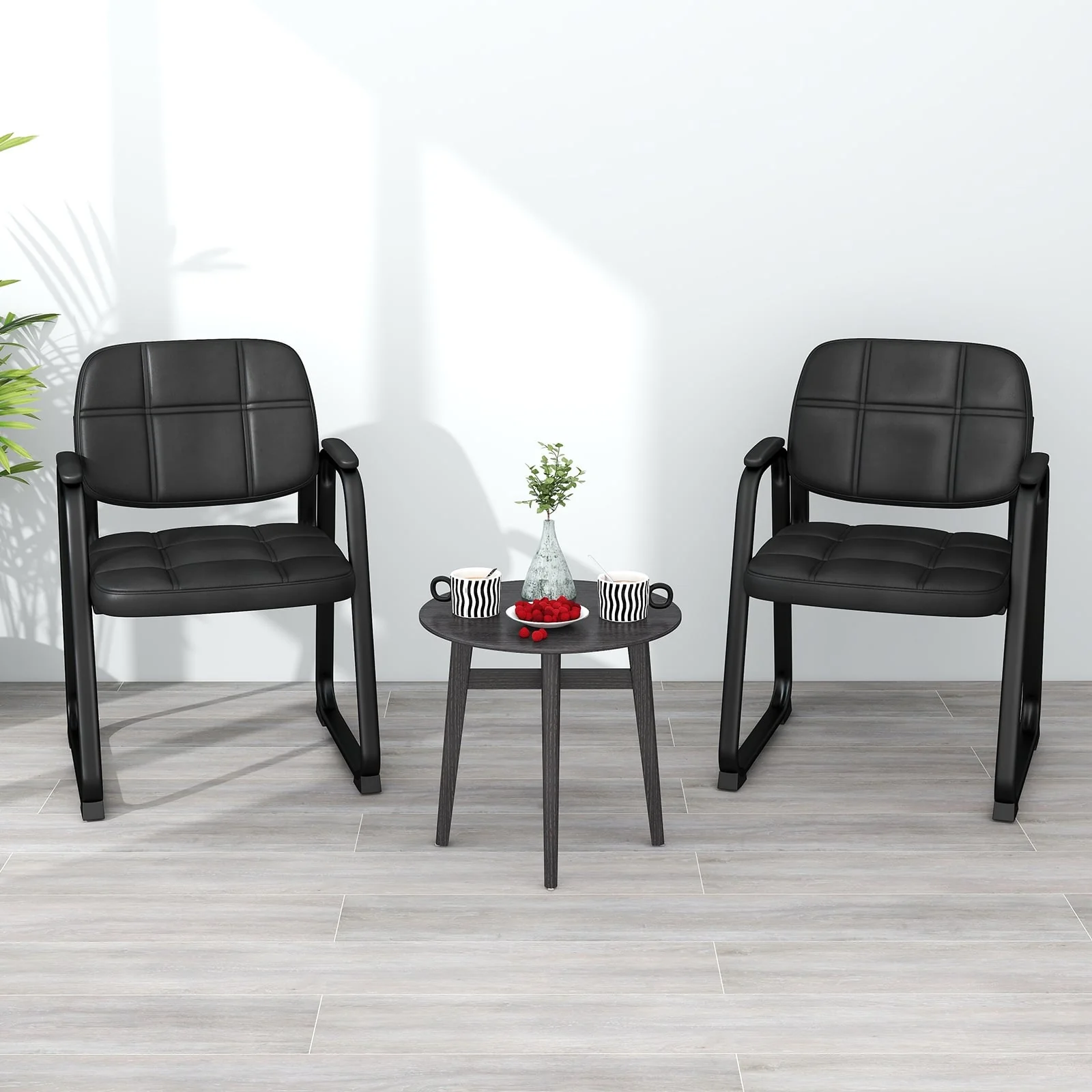 Set Of 4 Upholstered Waiting Room Chairs, Black - Image 6