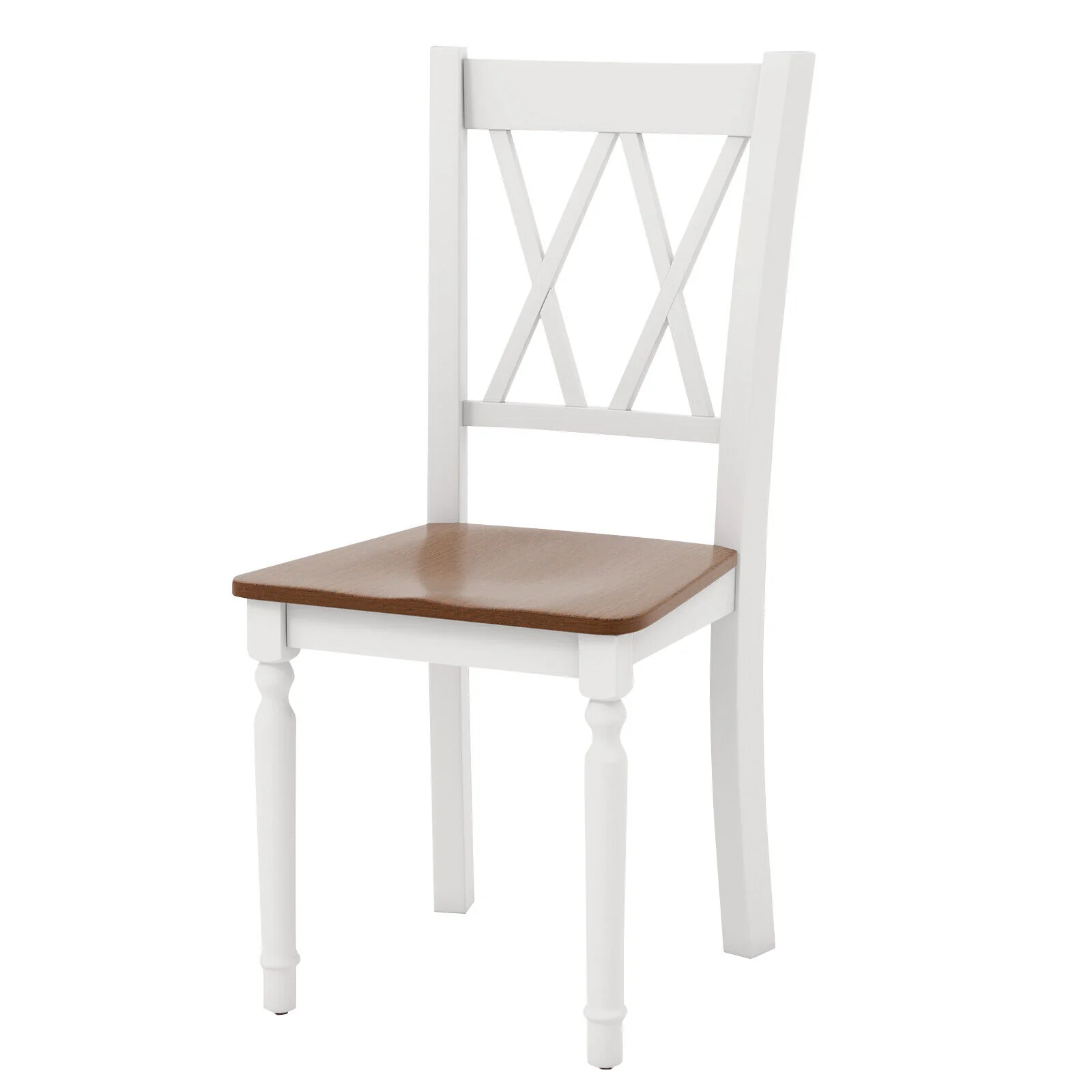Set Of 4 Wooden Farmhouse Kitchen Chairs, Walnut - Image 5