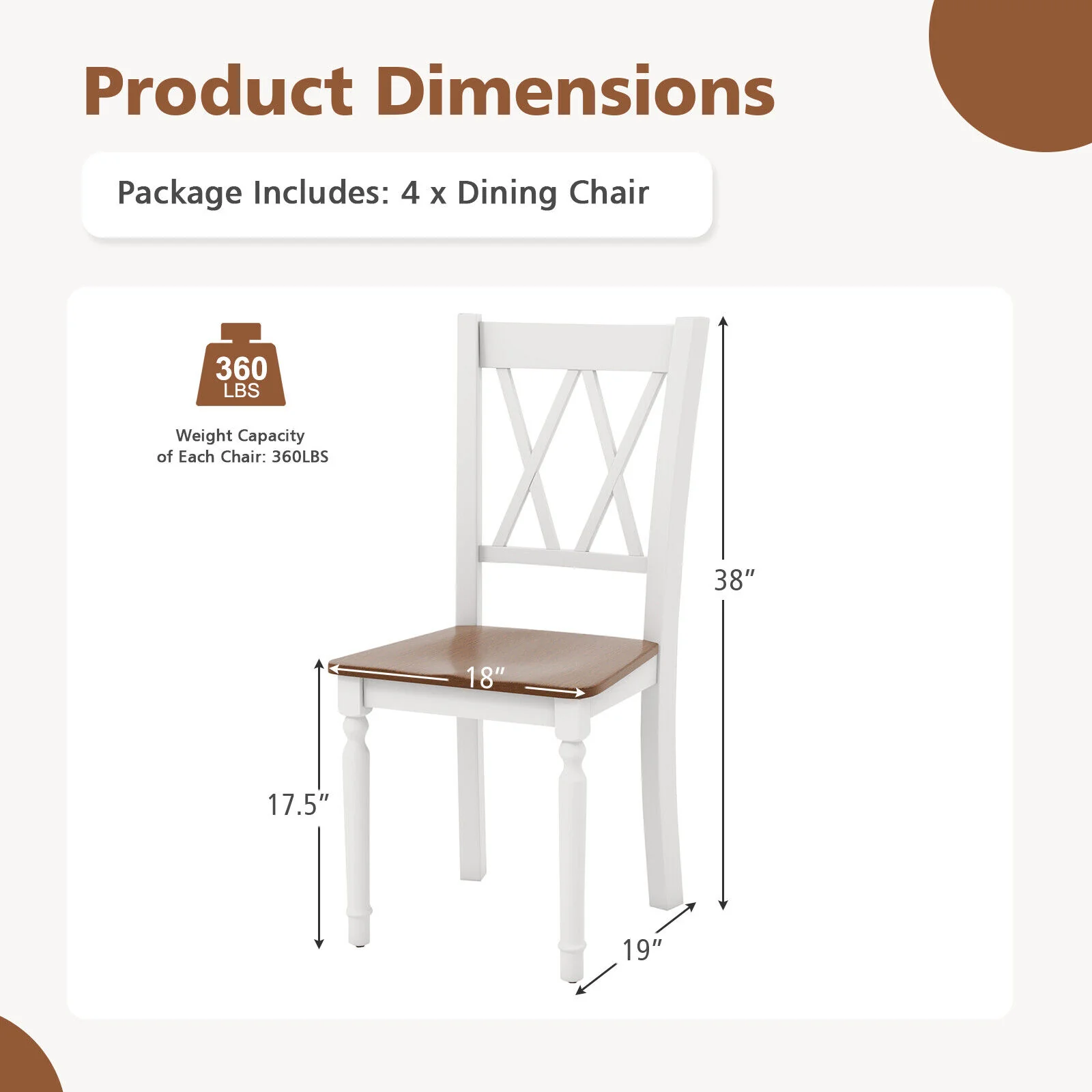 Set Of 4 Wooden Farmhouse Kitchen Chairs, Walnut - Image 6