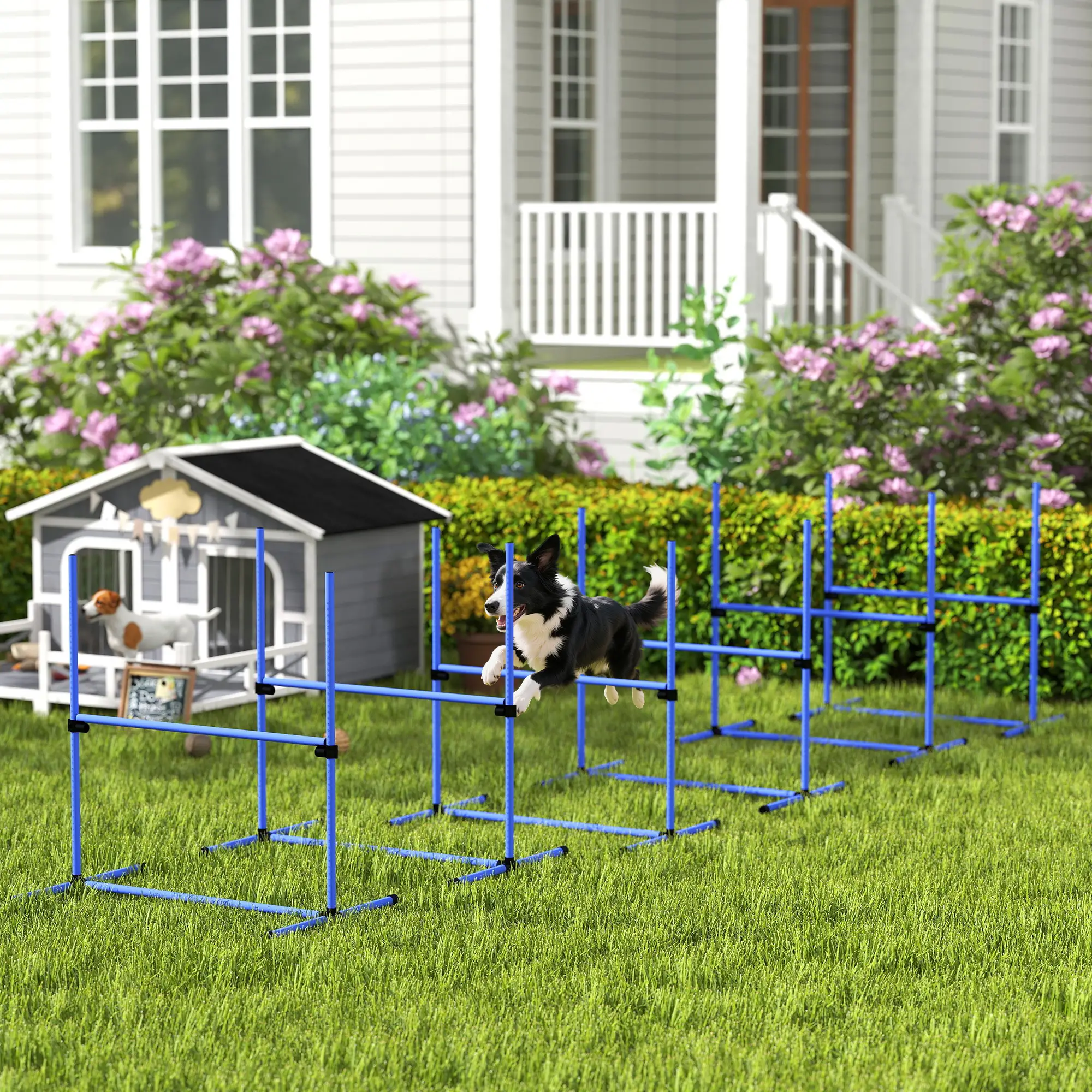 Set of 6 Dog Agility Training Jump Bars, Adjustable, Blue - Image 2
