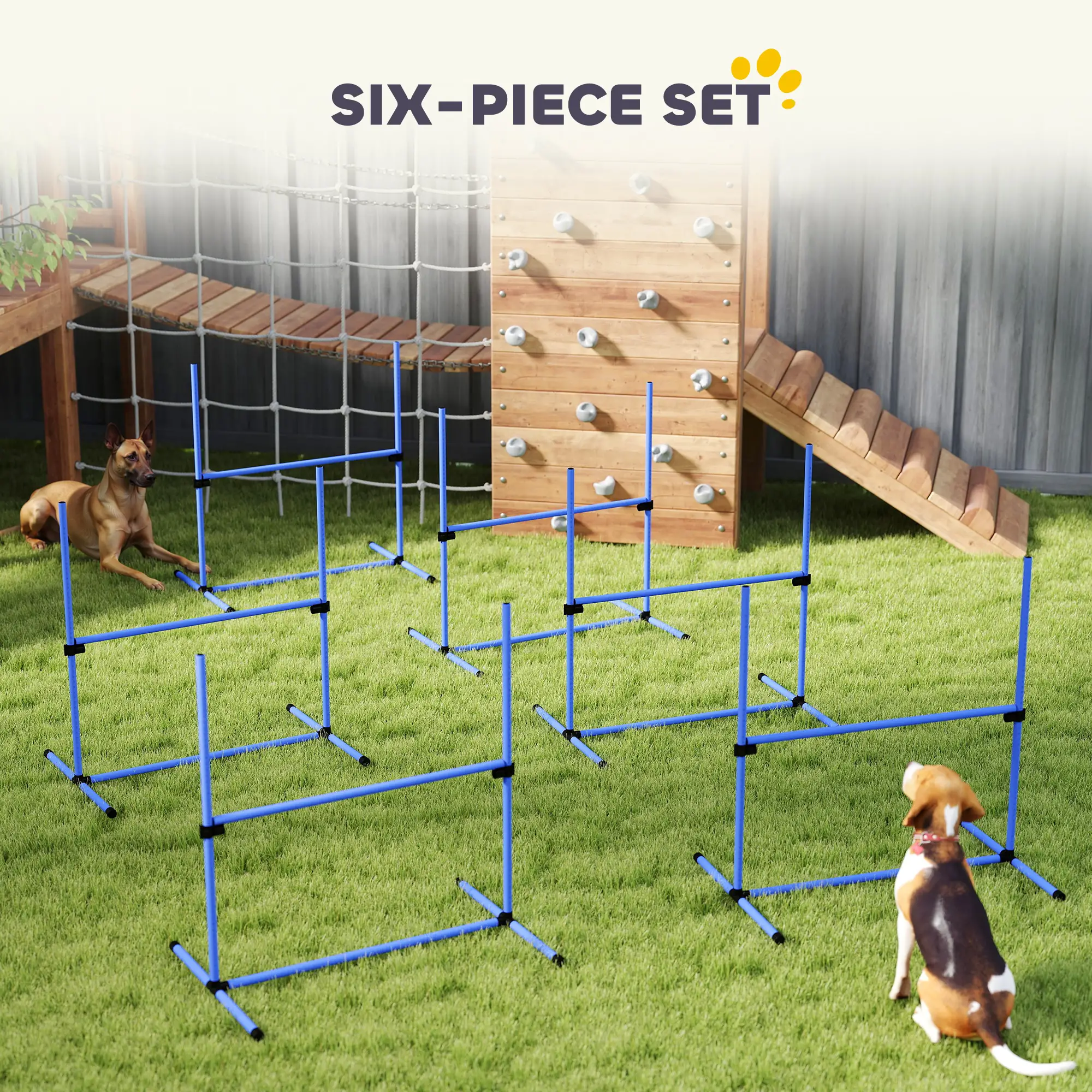 Set of 6 Dog Agility Training Jump Bars, Adjustable, Blue - Image 5