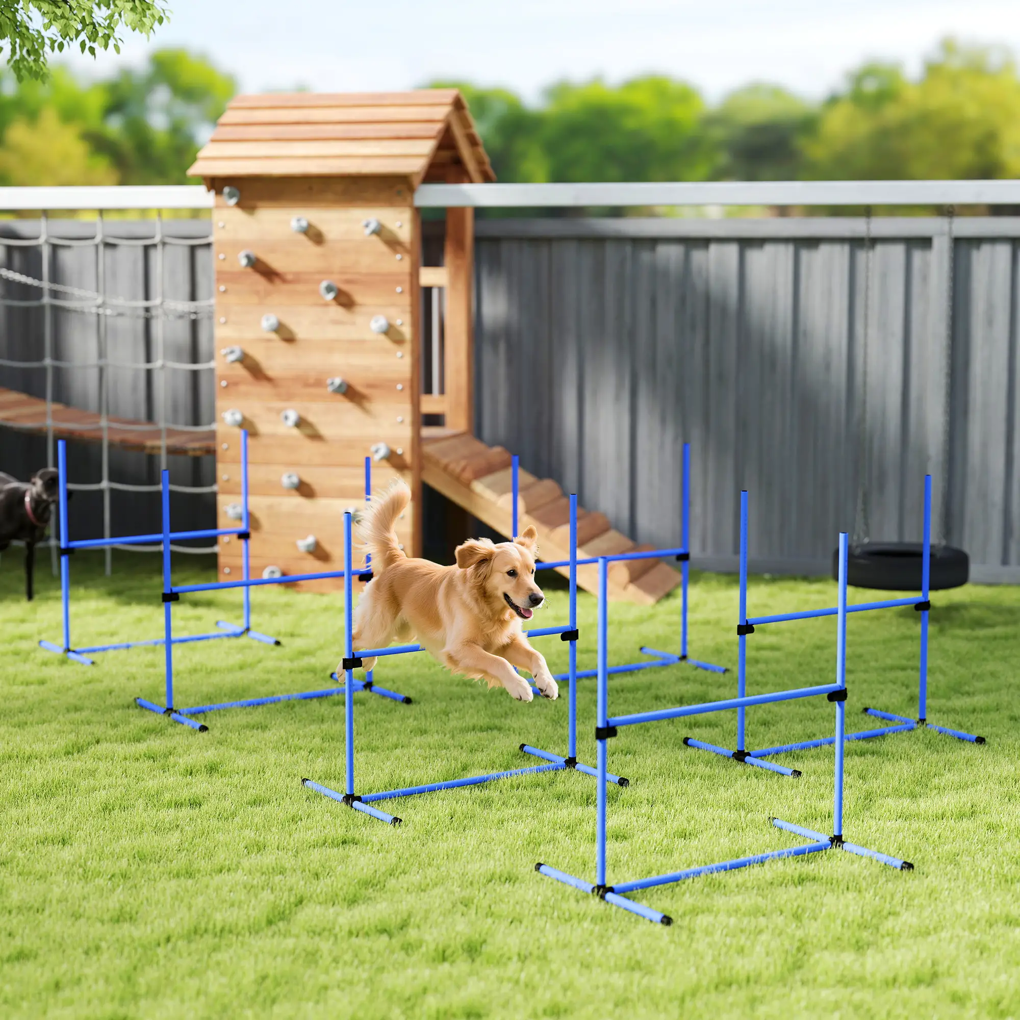 Set of 6 Dog Agility Training Jump Bars, Adjustable, Blue - Image 8