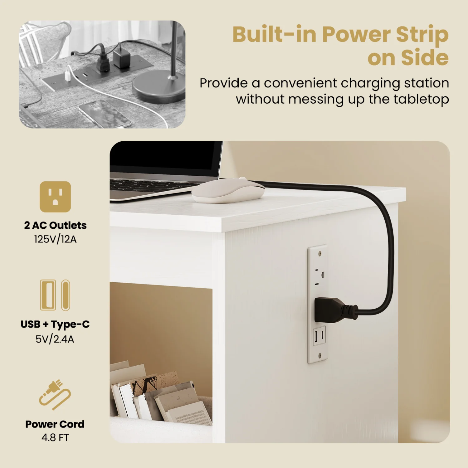 Sewing Machine & Table Set with Charging Station Folding Desk - Image 8